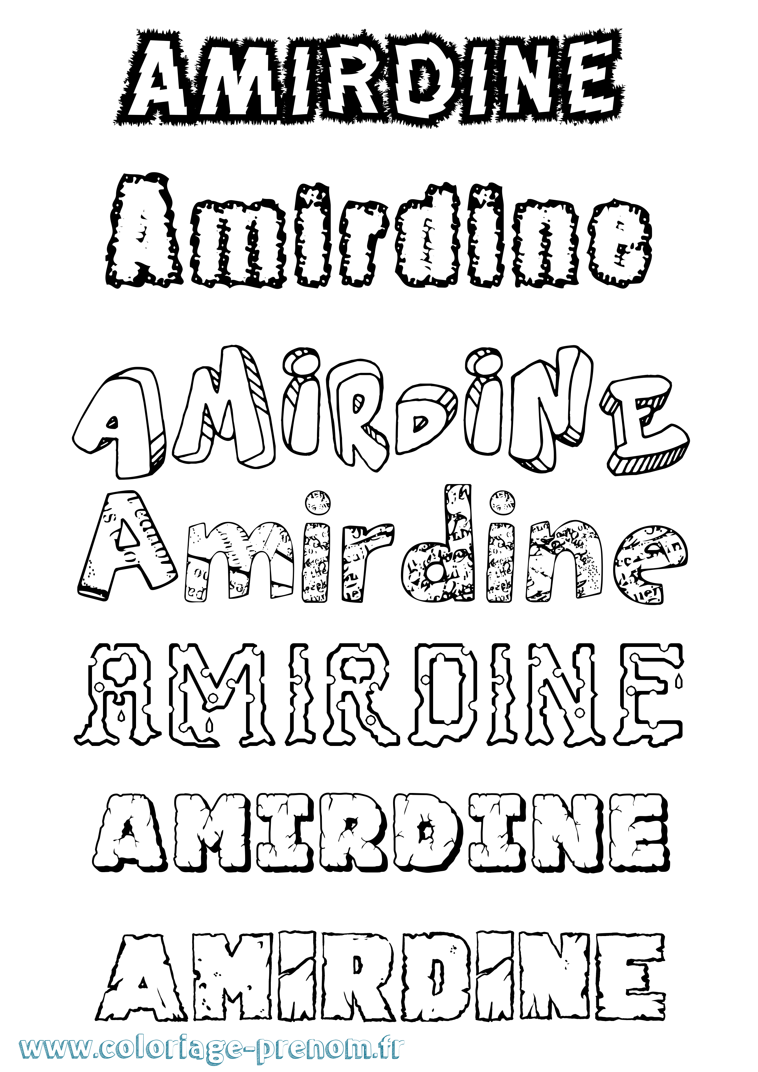 Coloriage prénom Amirdine Destructuré