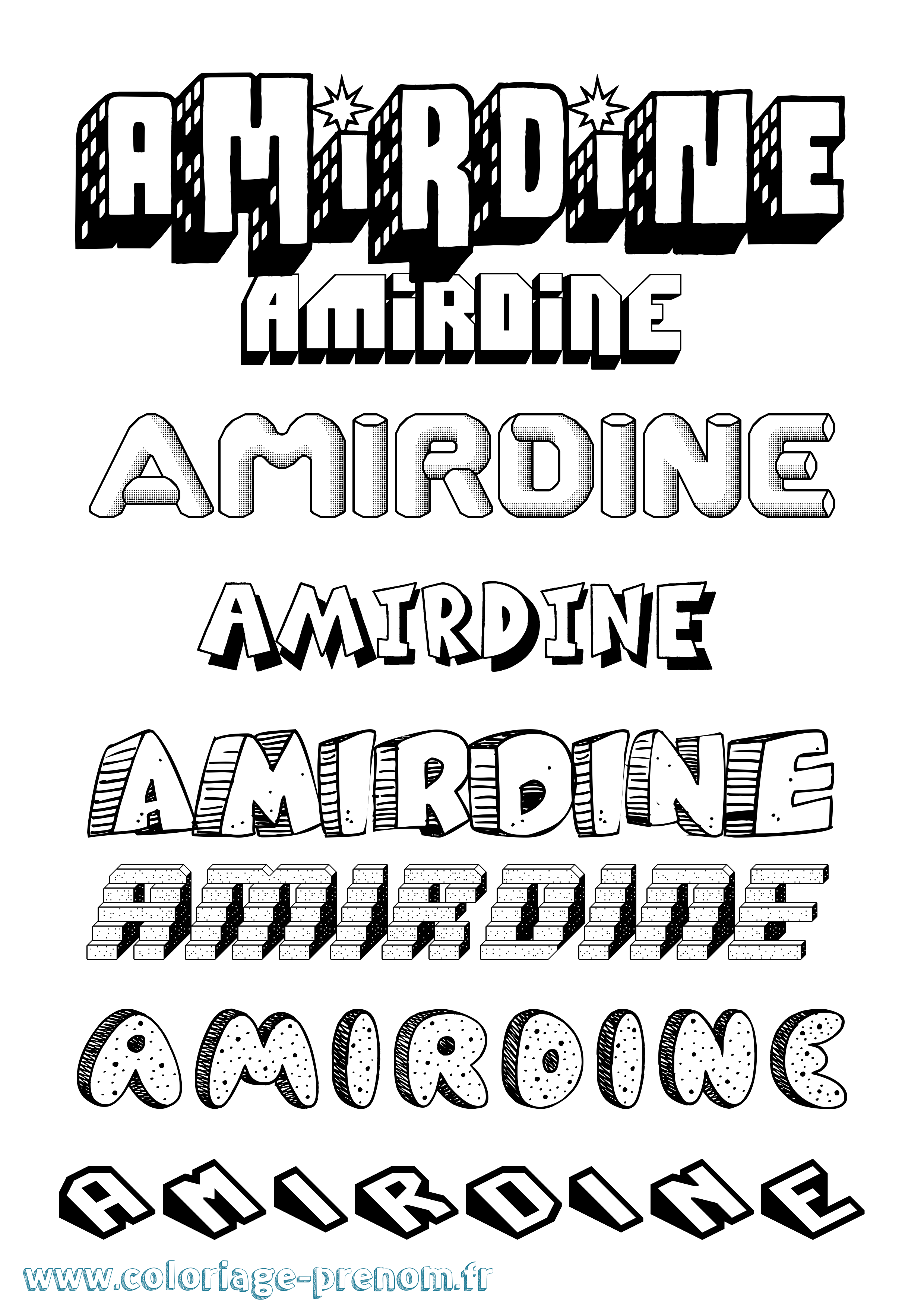 Coloriage prénom Amirdine Effet 3D
