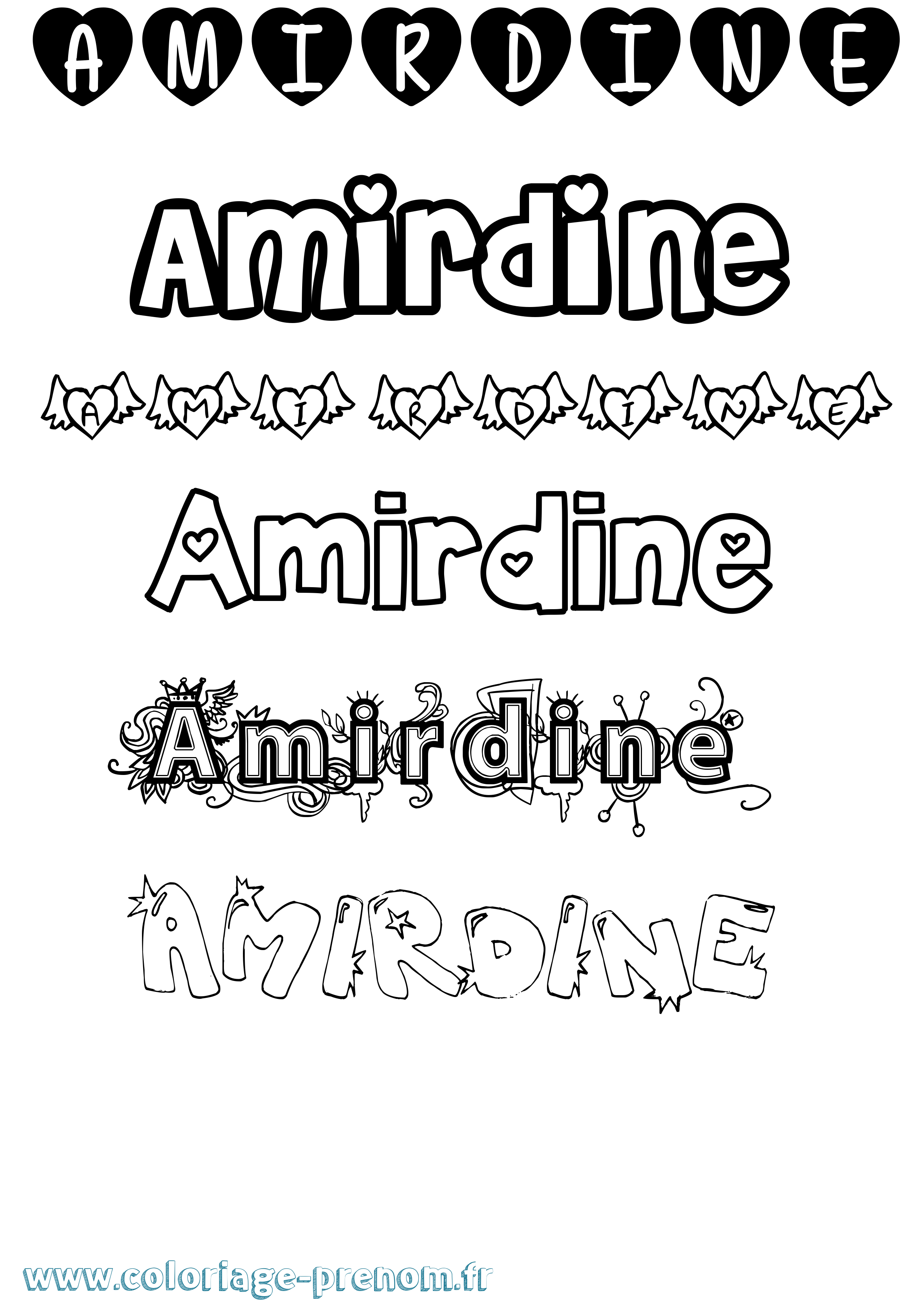Coloriage prénom Amirdine Girly