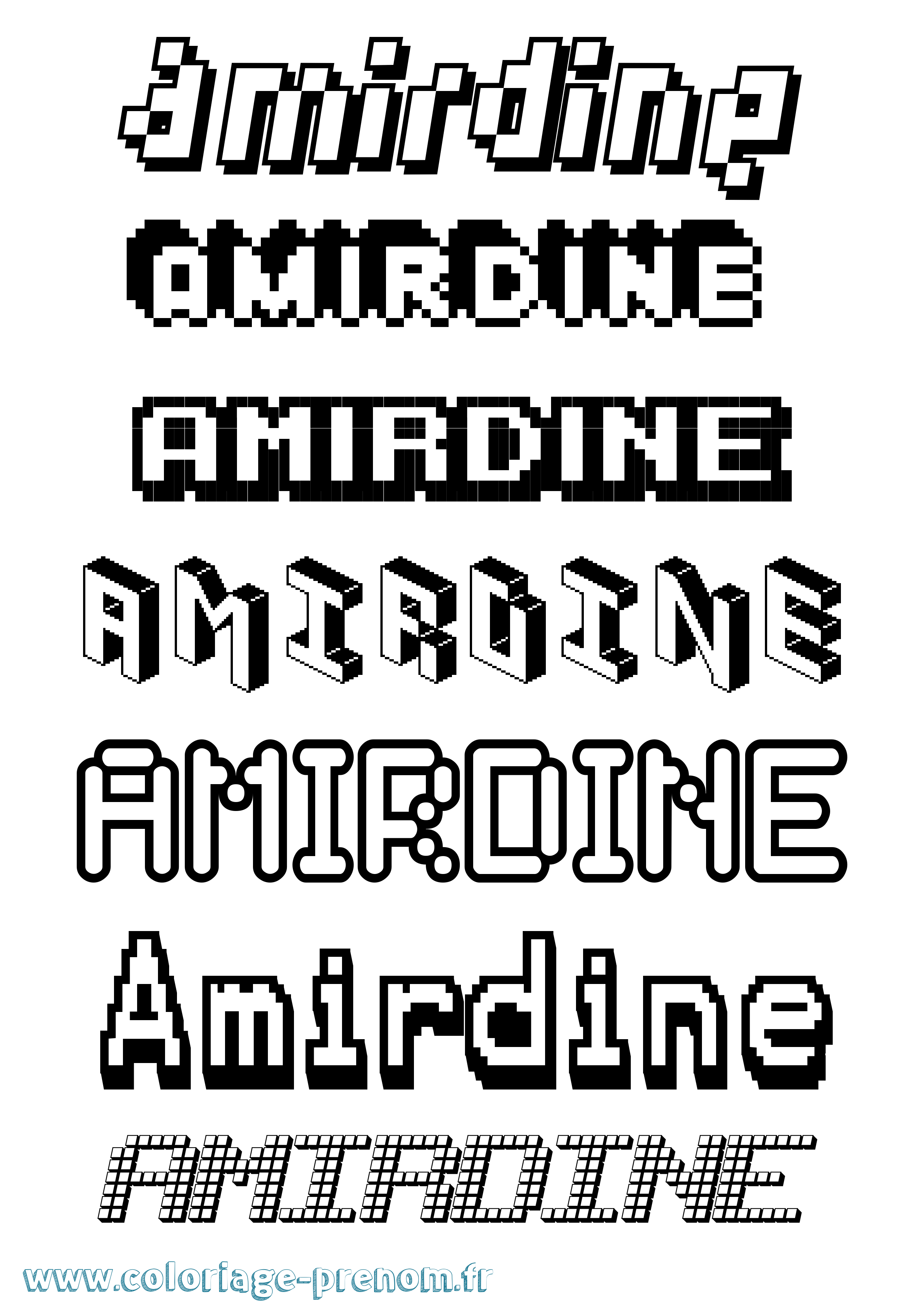 Coloriage prénom Amirdine Pixel