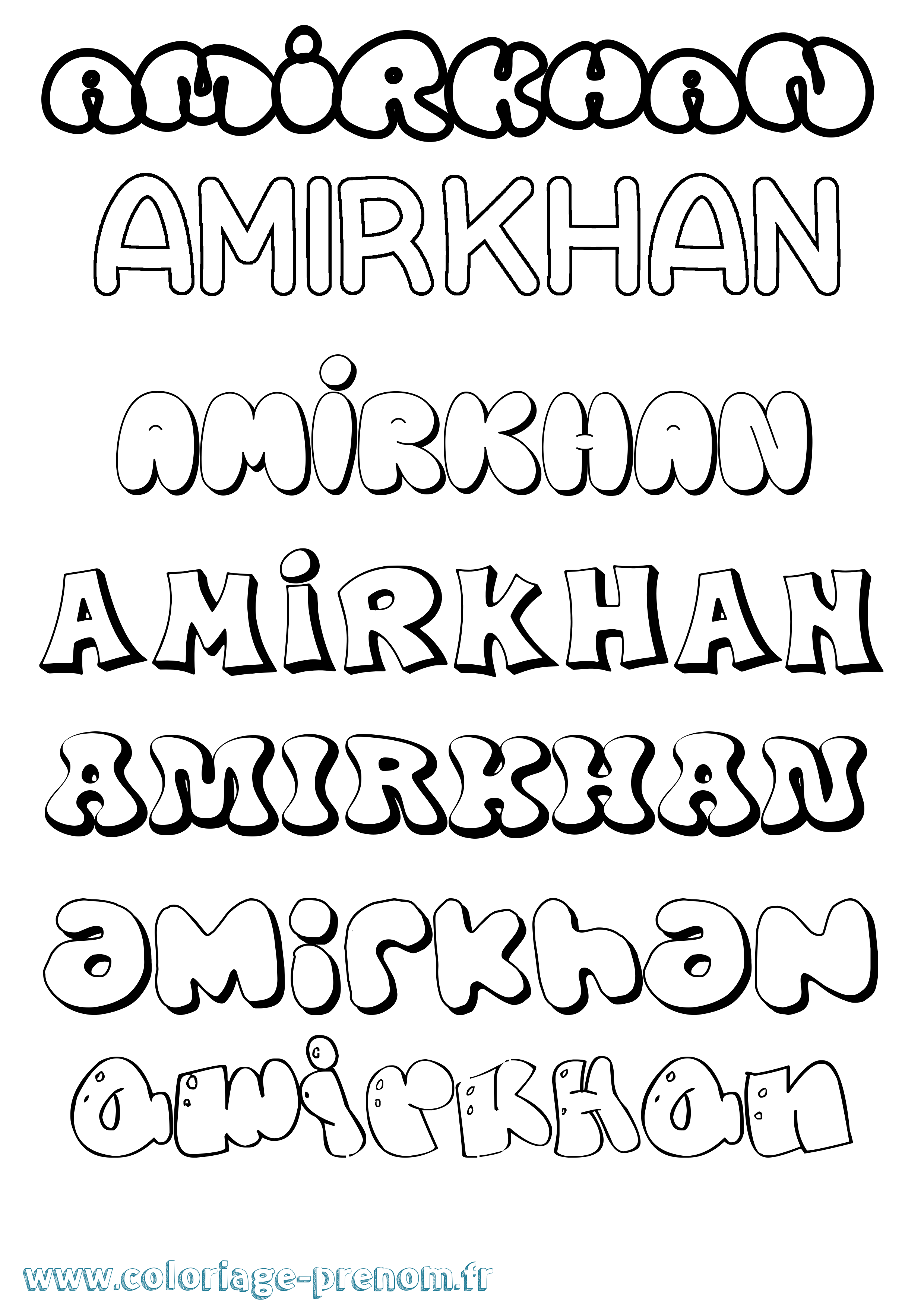 Coloriage prénom Amirkhan Bubble