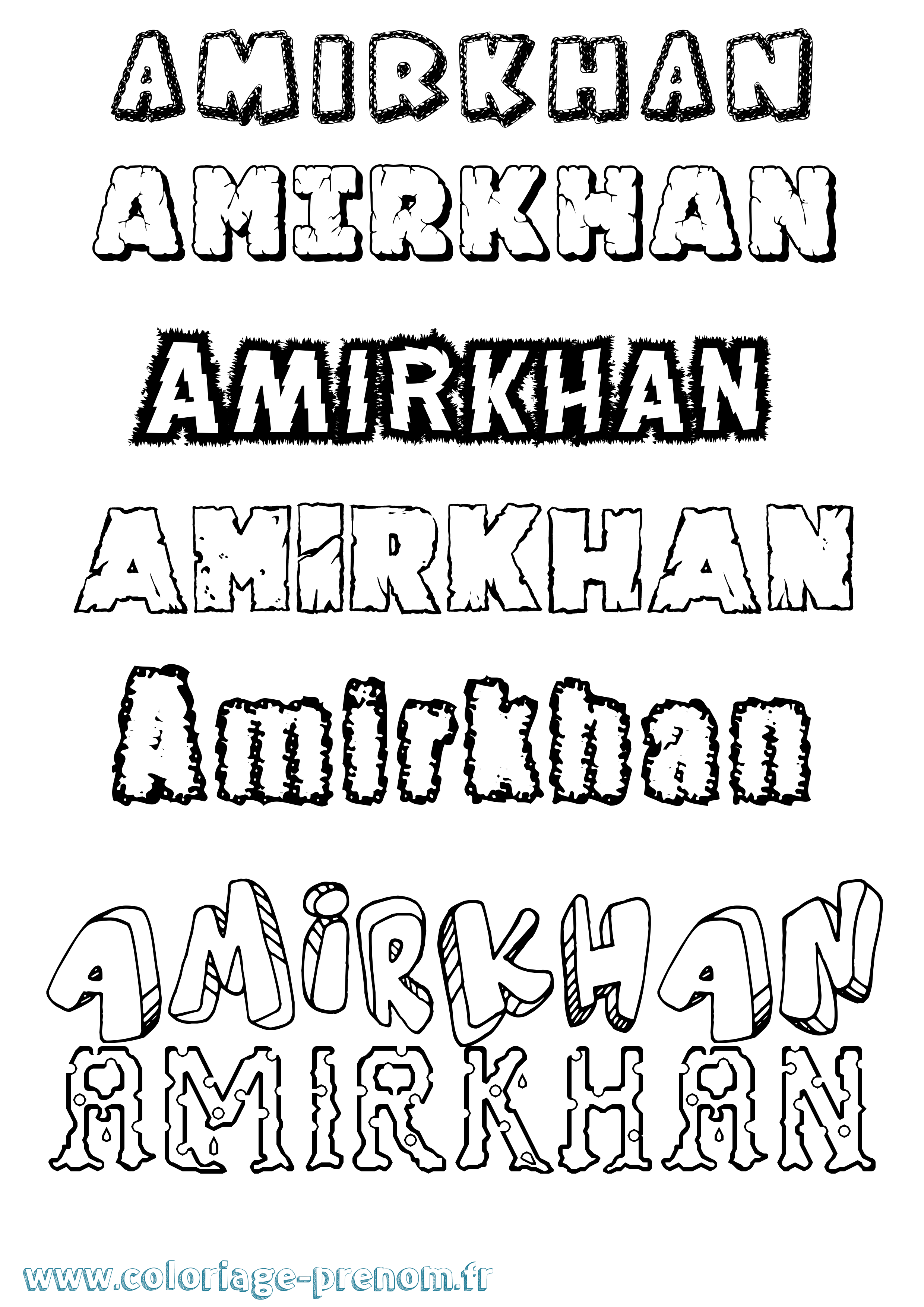 Coloriage prénom Amirkhan Destructuré