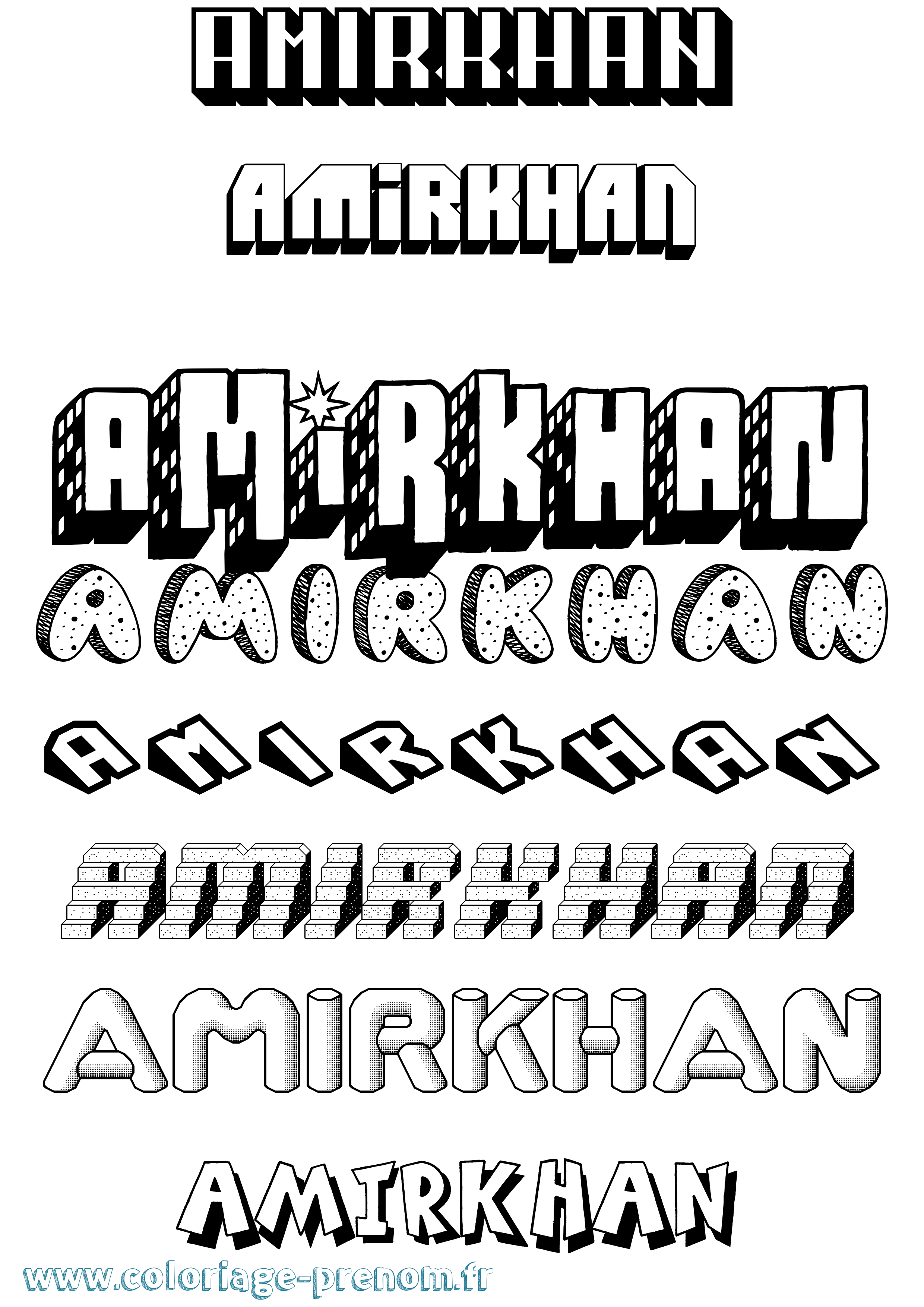 Coloriage prénom Amirkhan Effet 3D