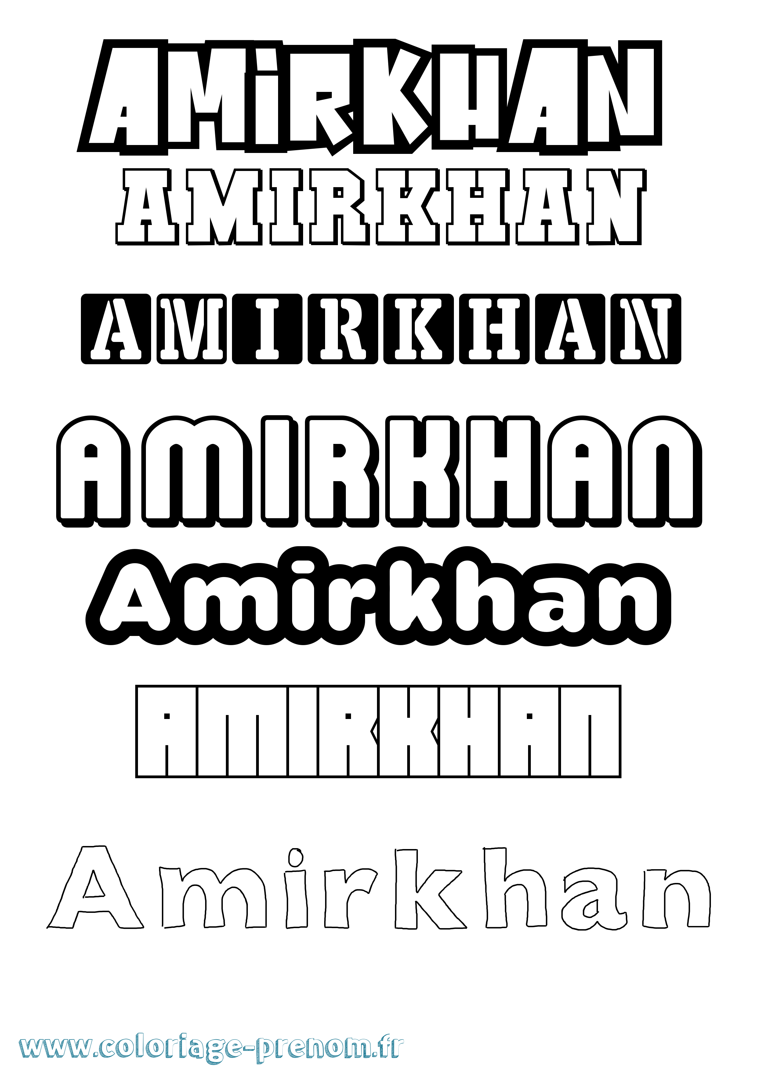 Coloriage prénom Amirkhan Simple