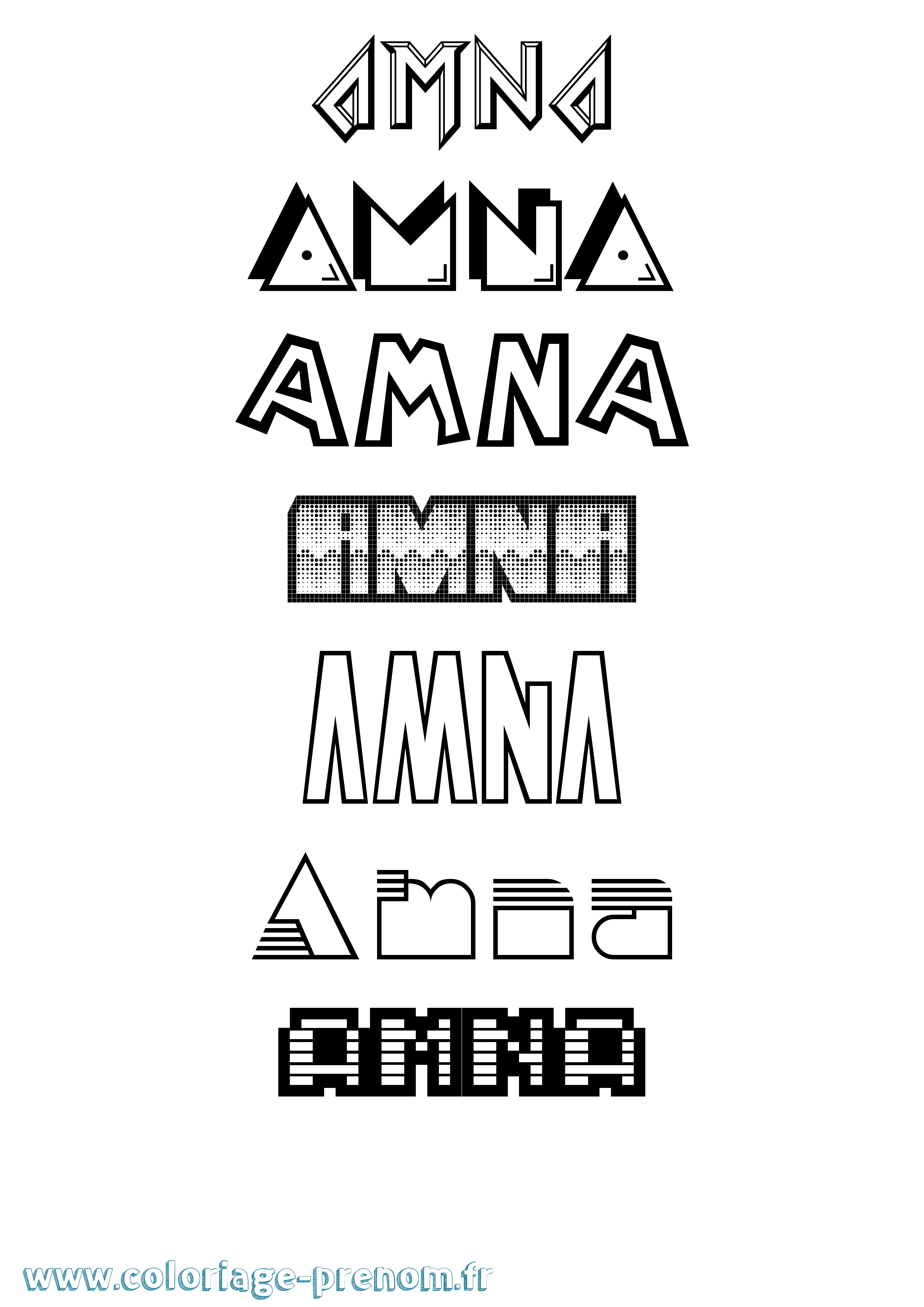 Coloriage prénom Amna Jeux Vidéos