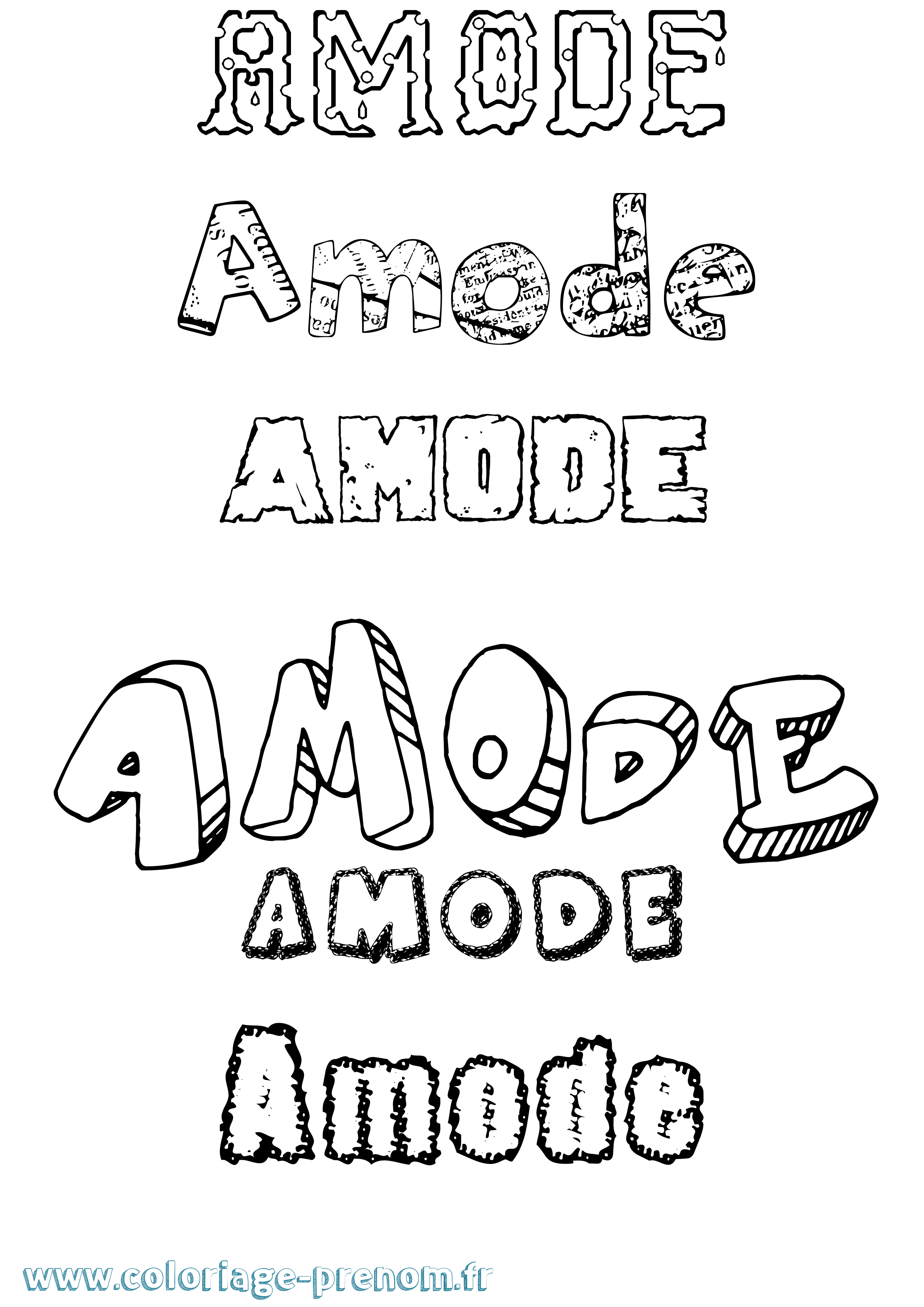 Coloriage Amode Destructuré Coloriage prénom Amode Destructuré