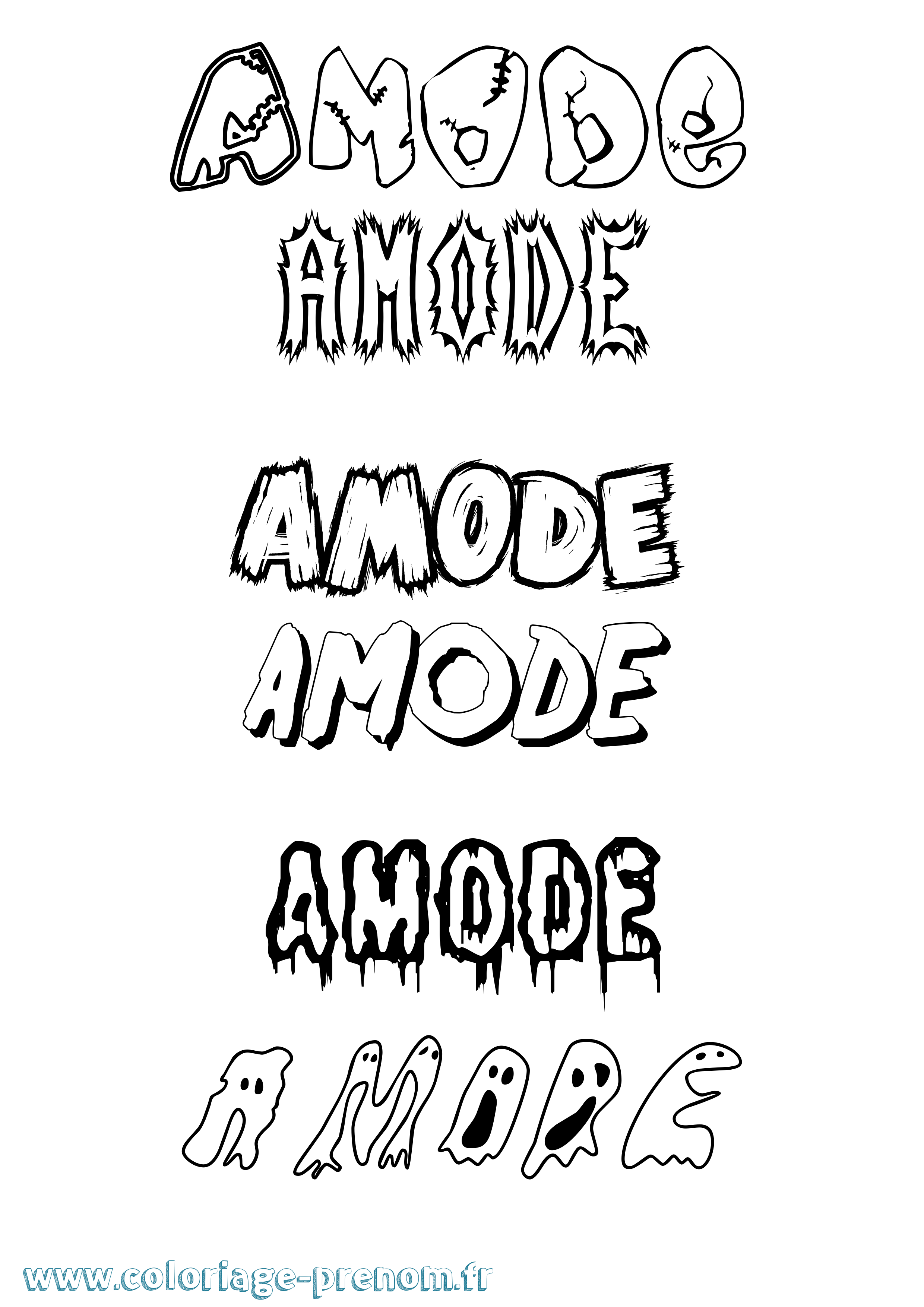 Coloriage prénom Amode Frisson