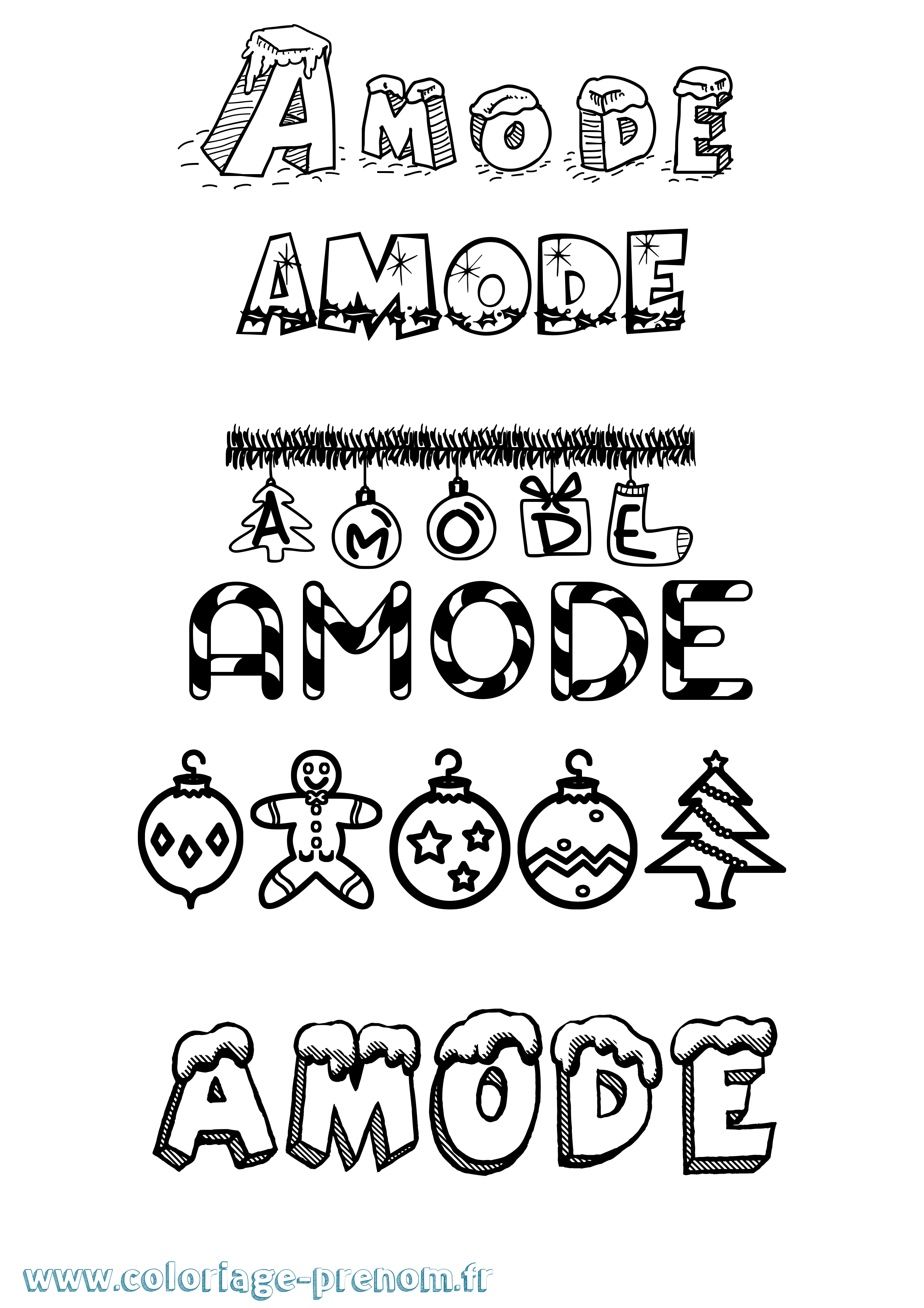 Coloriage prénom Amode Noël