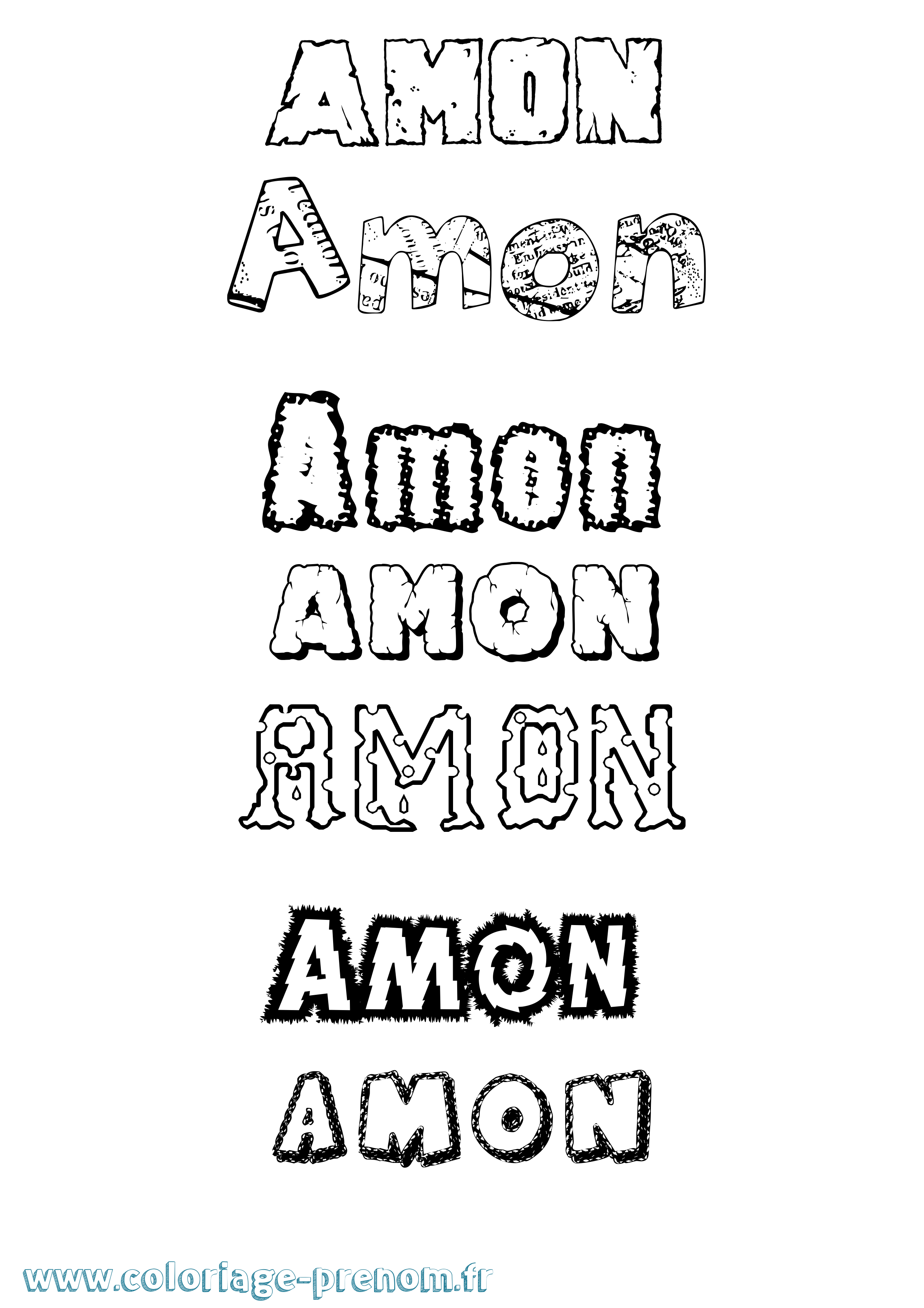 Coloriage Amon Destructuré Coloriage prénom Amon Destructuré
