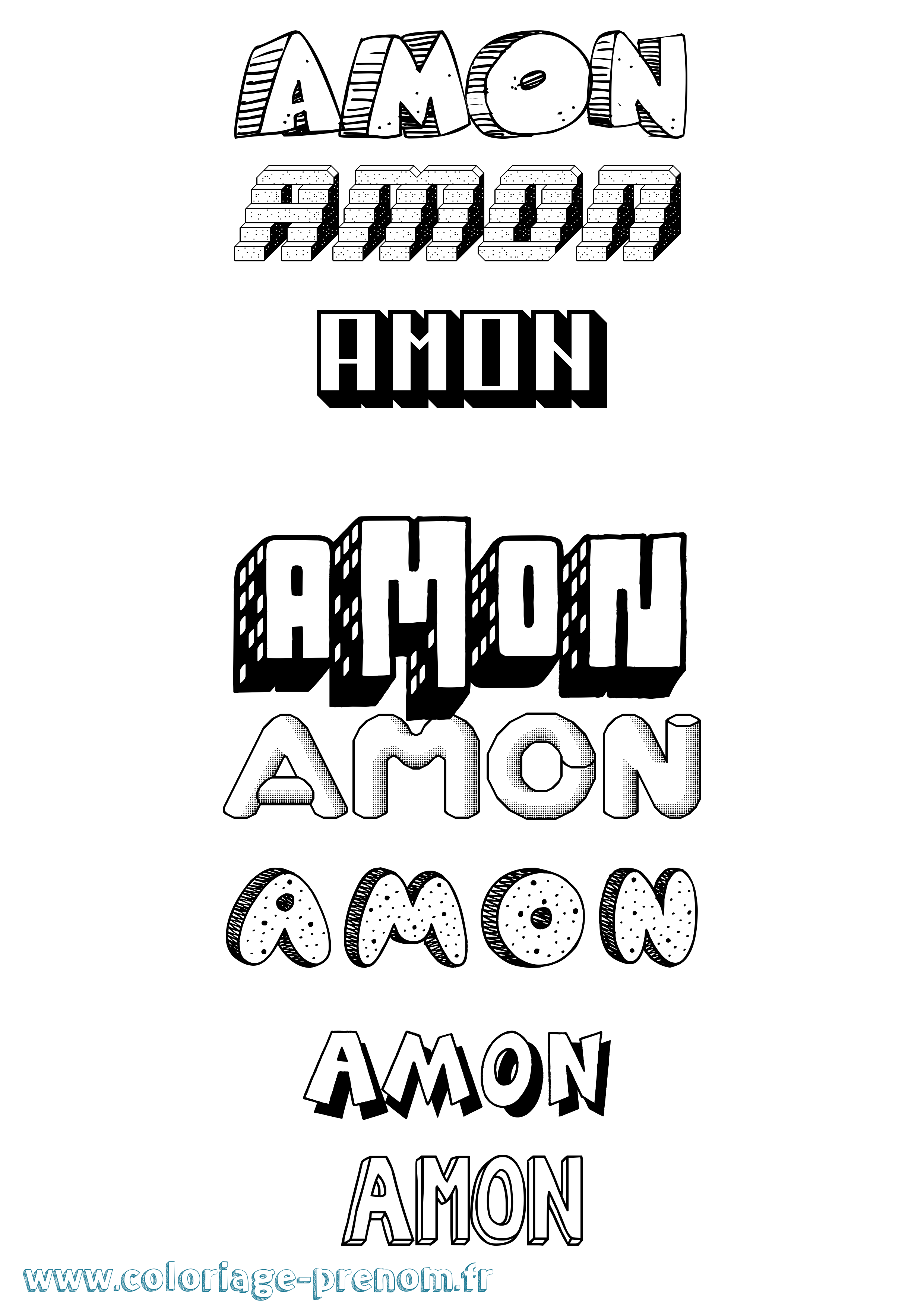 Coloriage Amon Effet 3D Coloriage prénom Amon Effet 3D