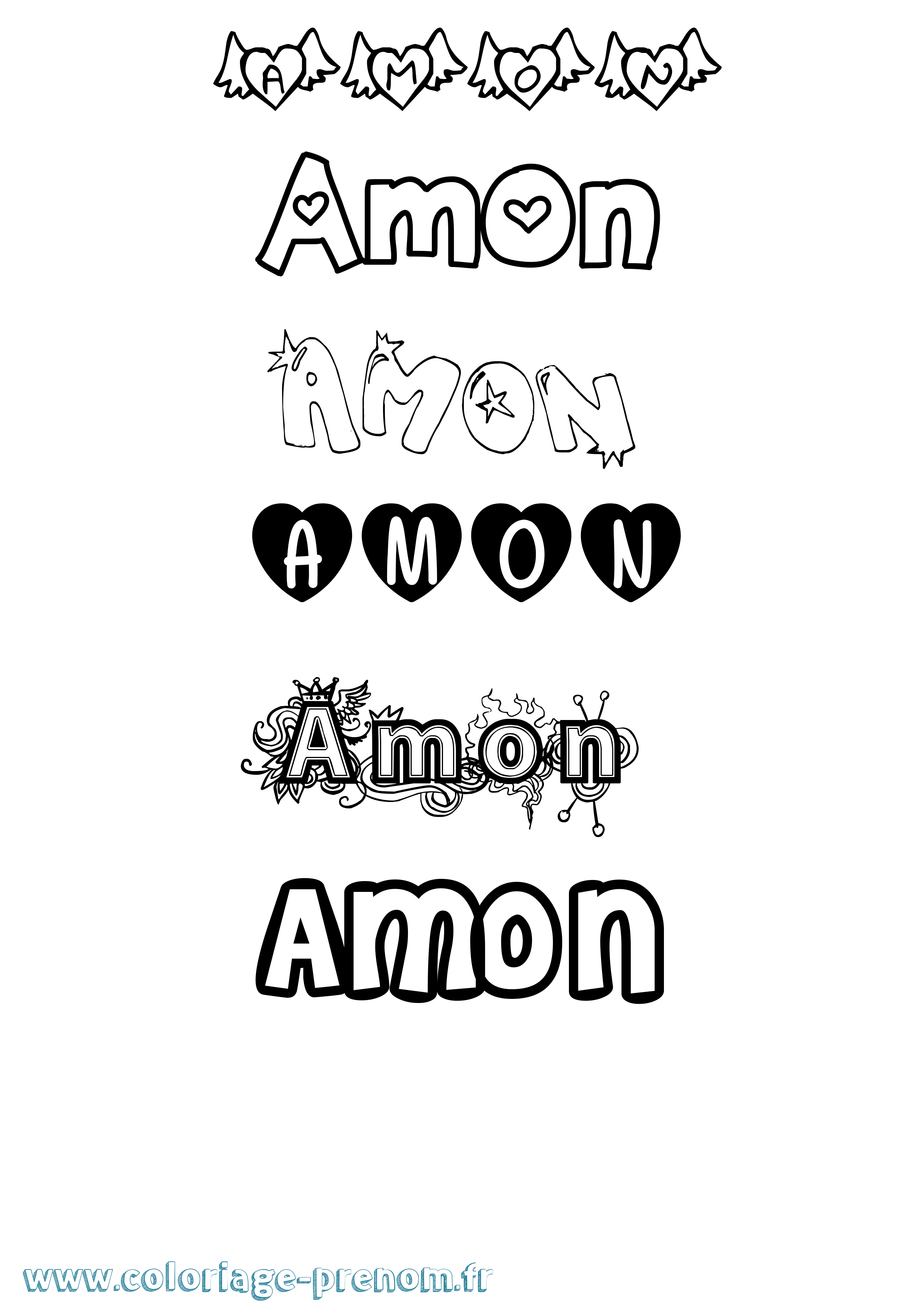 Coloriage Amon Girly Coloriage prénom Amon Girly