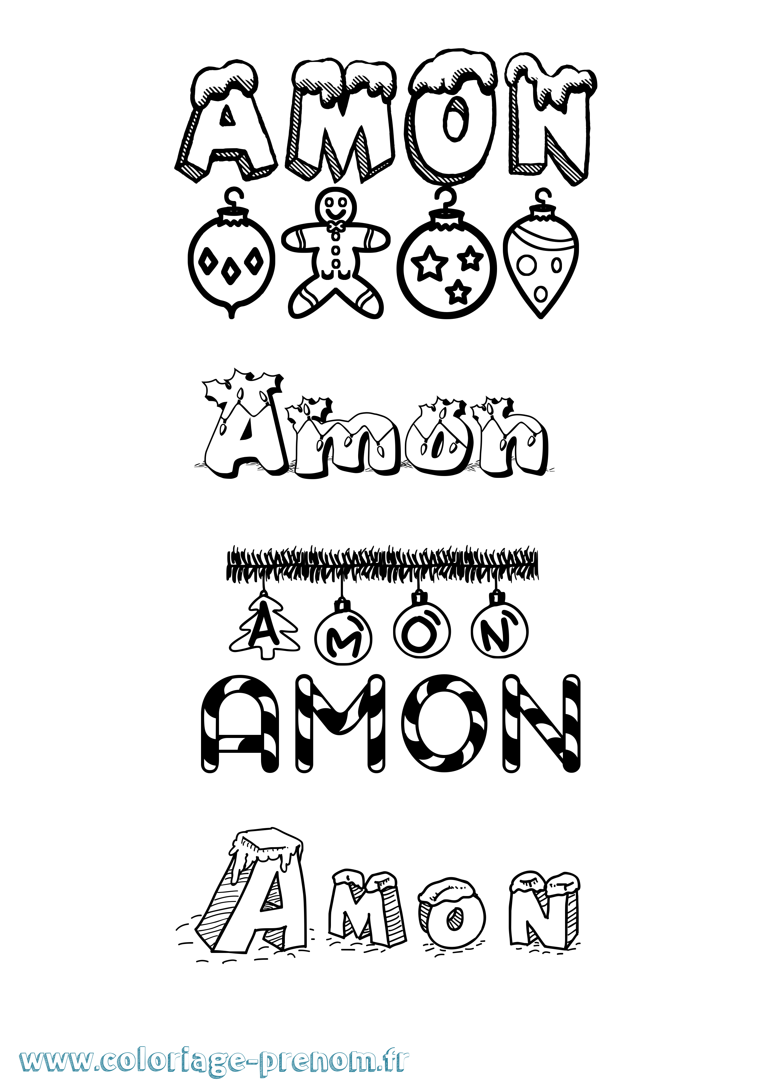 Coloriage Amon Noël Coloriage prénom Amon Noël