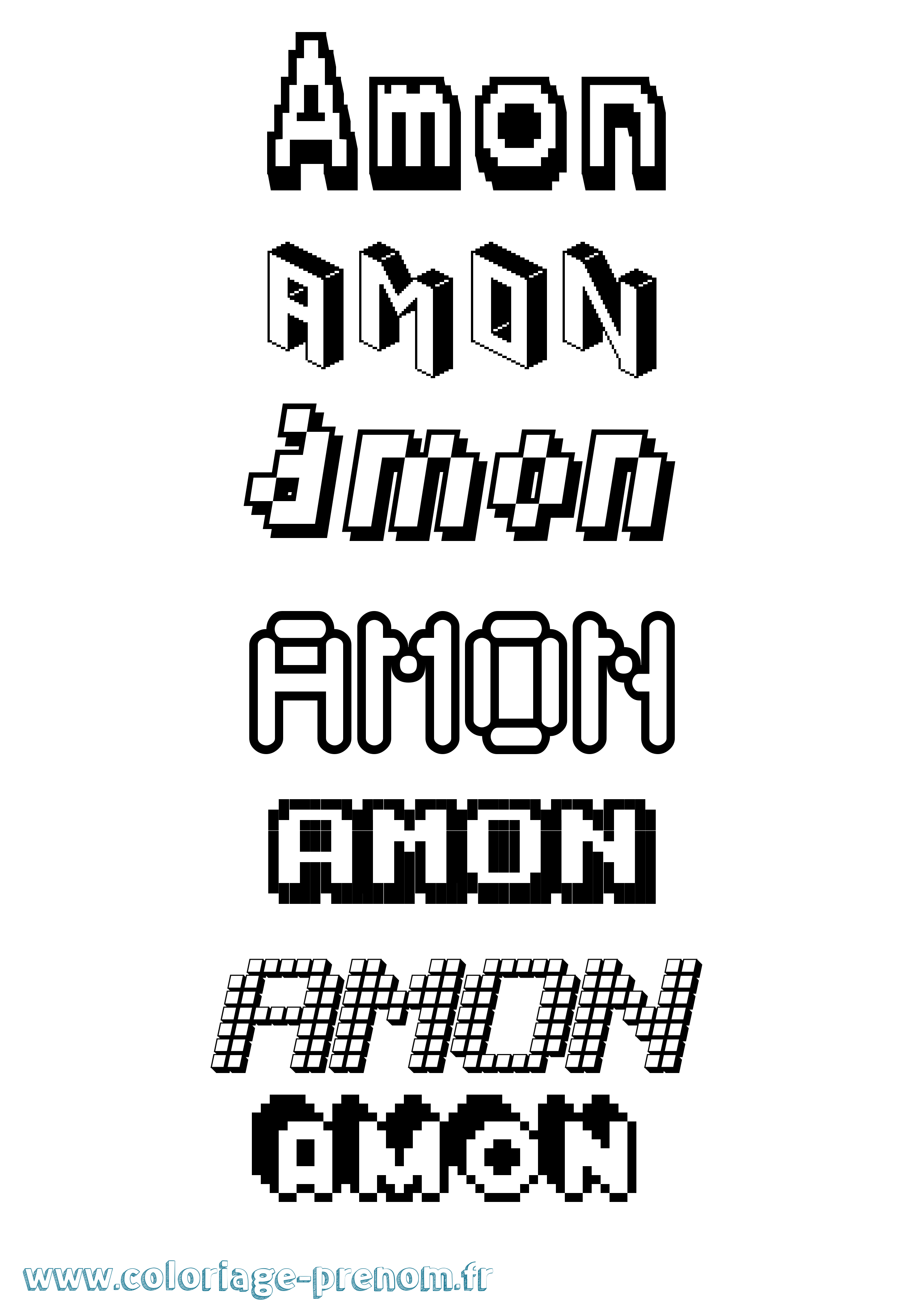 Coloriage Amon Pixel Coloriage prénom Amon Pixel