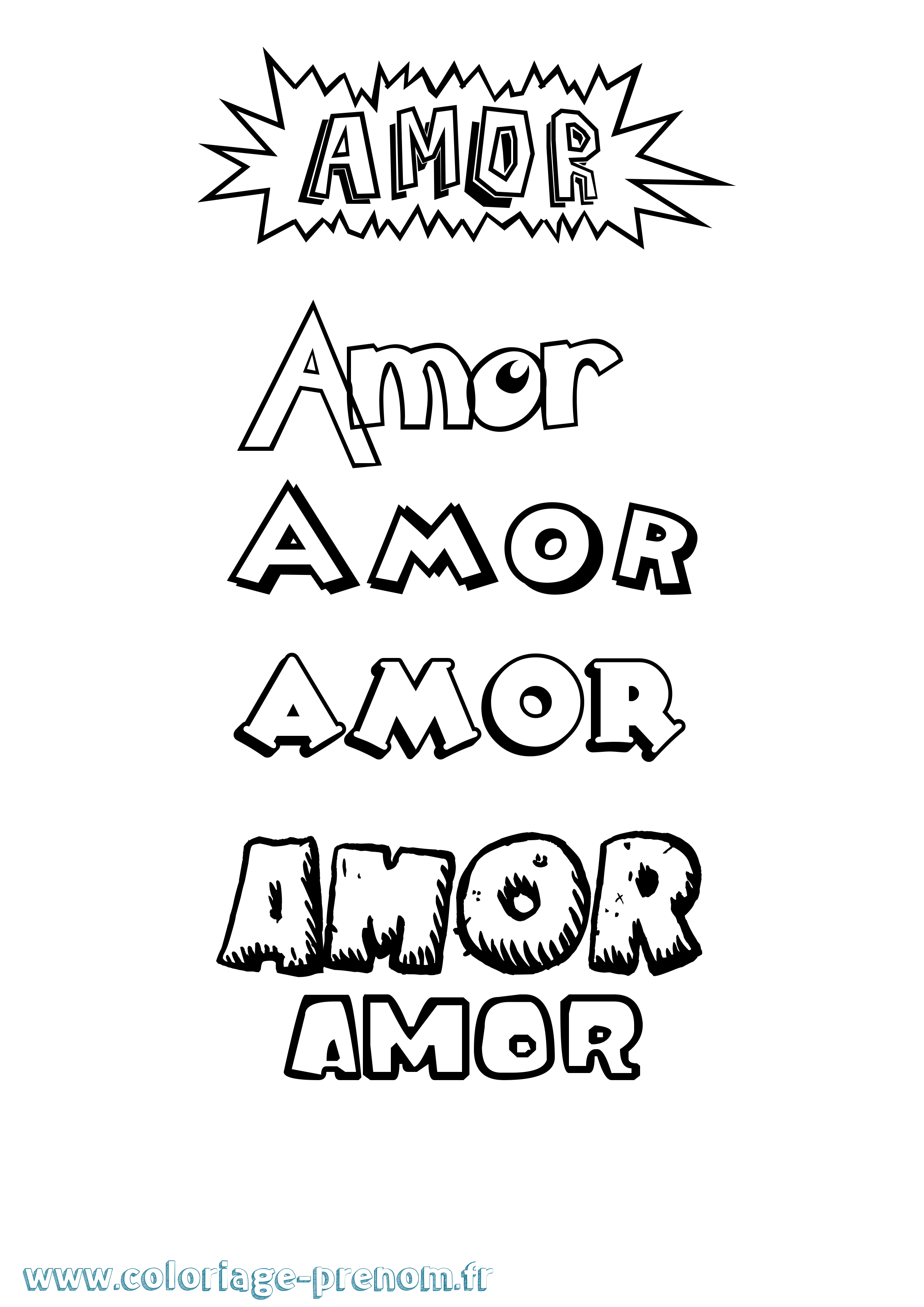 Coloriage Amor Dessin Animé Coloriage prénom Amor Dessin Animé