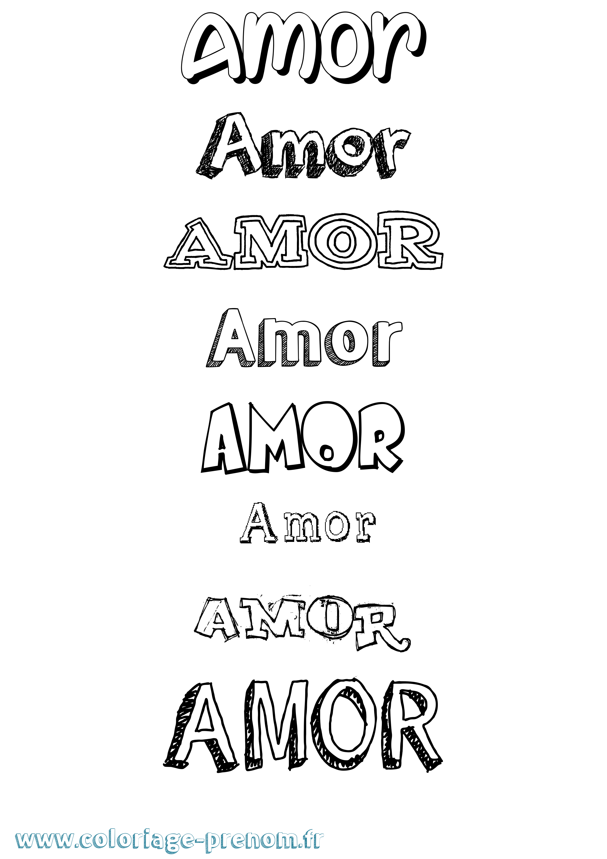 Coloriage Amor Dessiné Coloriage prénom Amor Dessiné