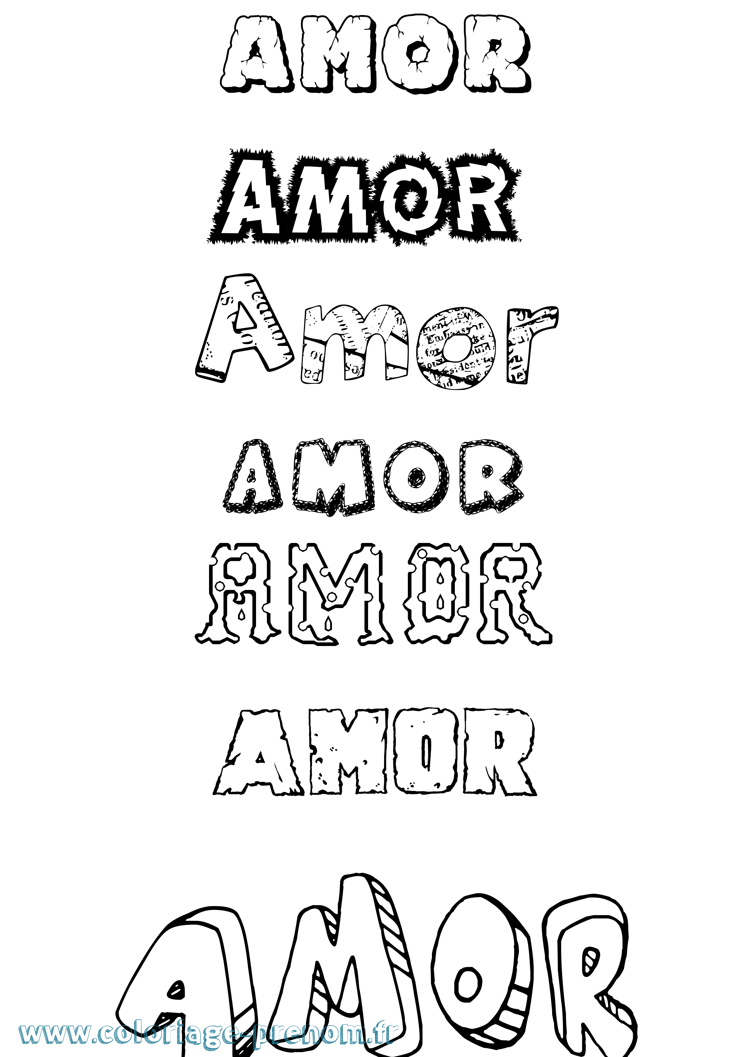 Coloriage Amor Destructuré Coloriage prénom Amor Destructuré