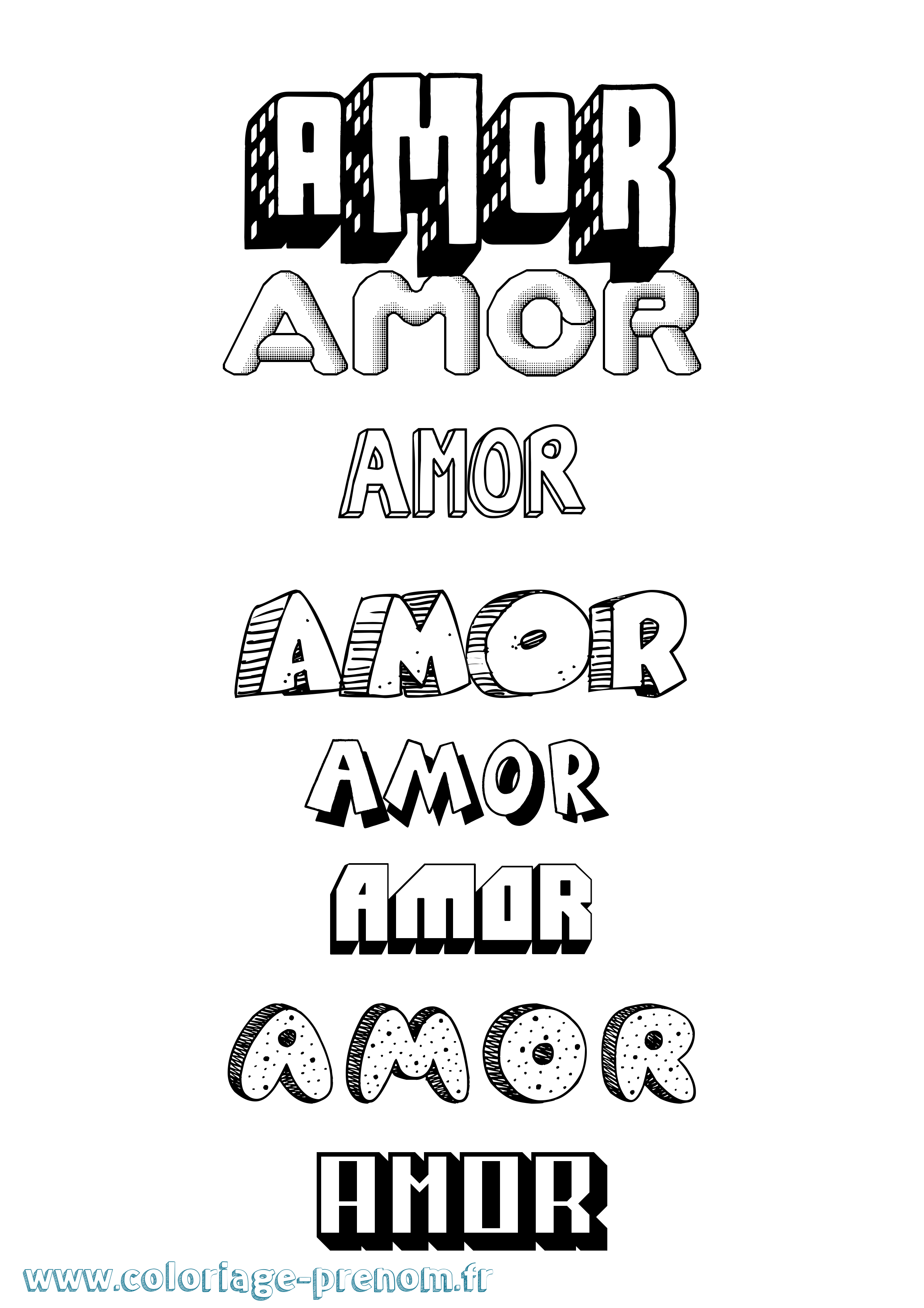 Coloriage Amor Effet 3D Coloriage prénom Amor Effet 3D