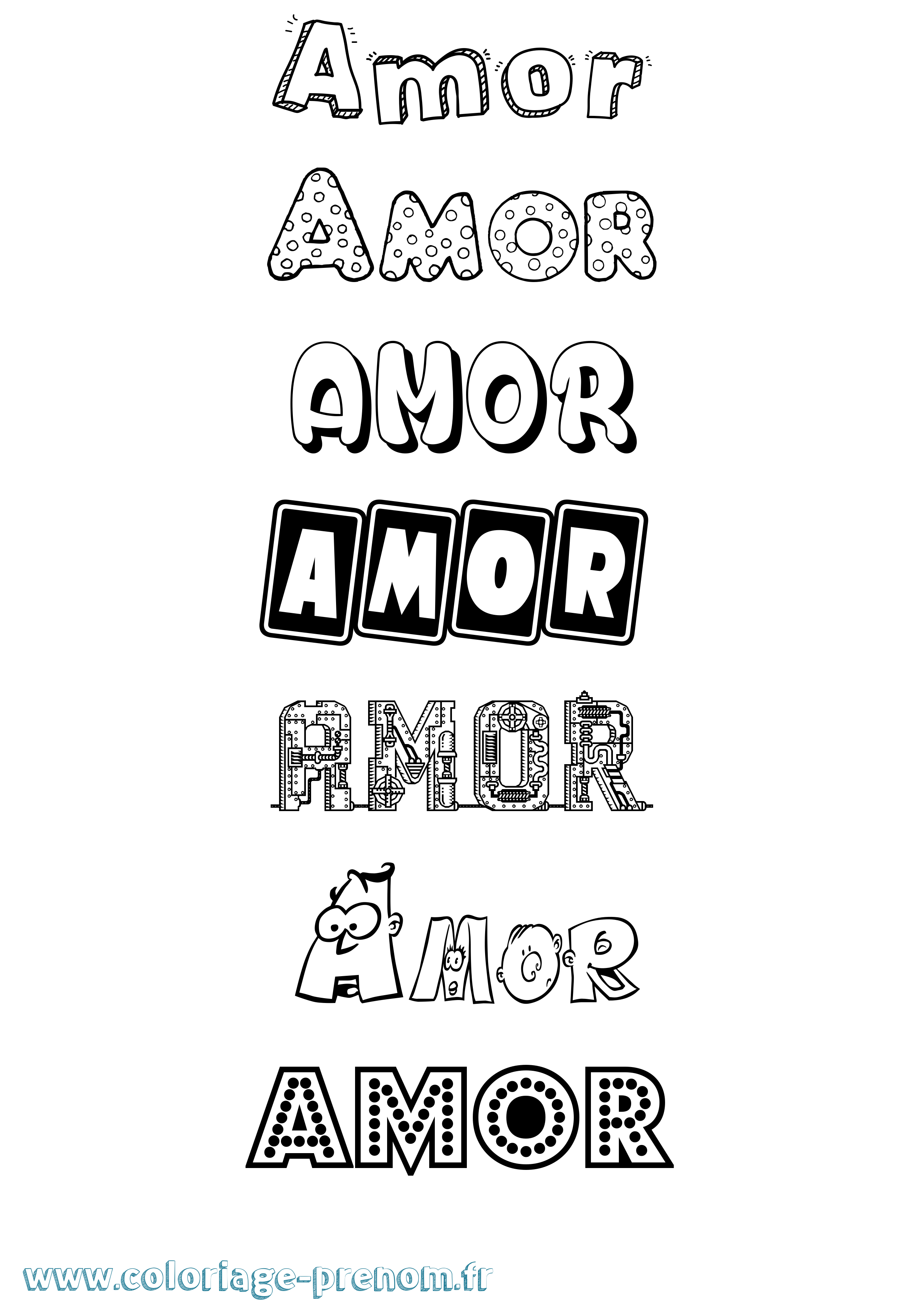 Coloriage prénom Amor Fun