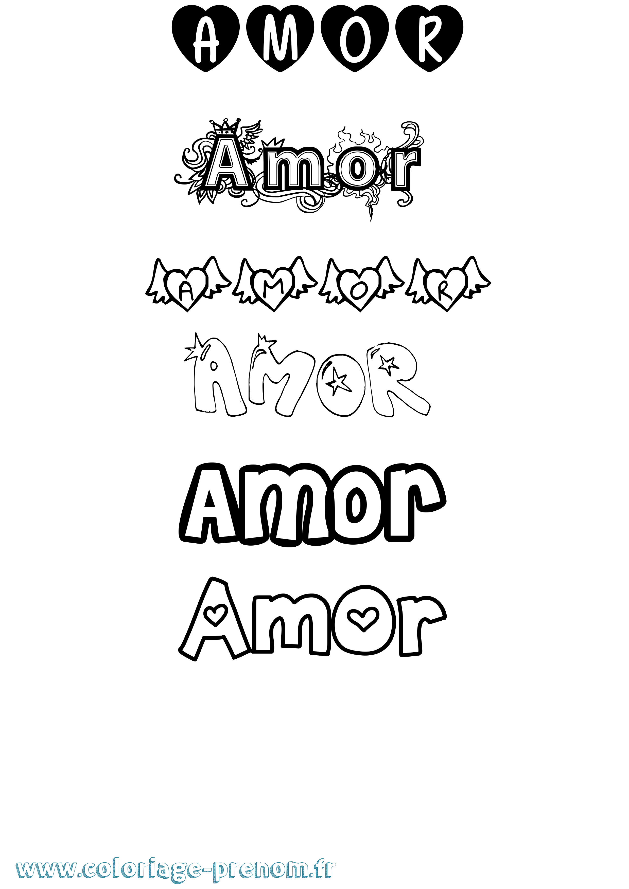 Coloriage Amor Girly Coloriage prénom Amor Girly