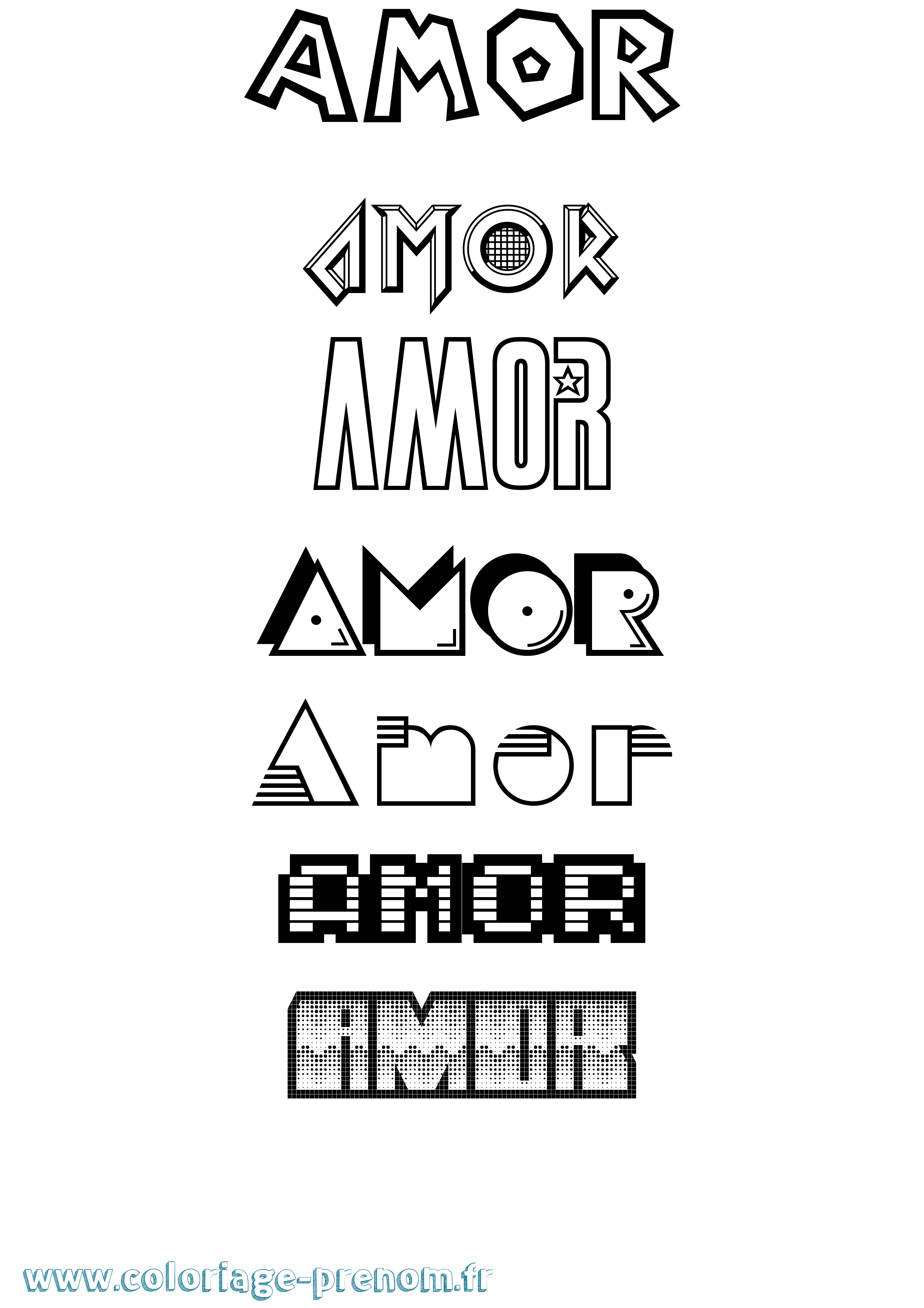 Coloriage Amor Jeux Vidéos Coloriage prénom Amor Jeux Vidéos