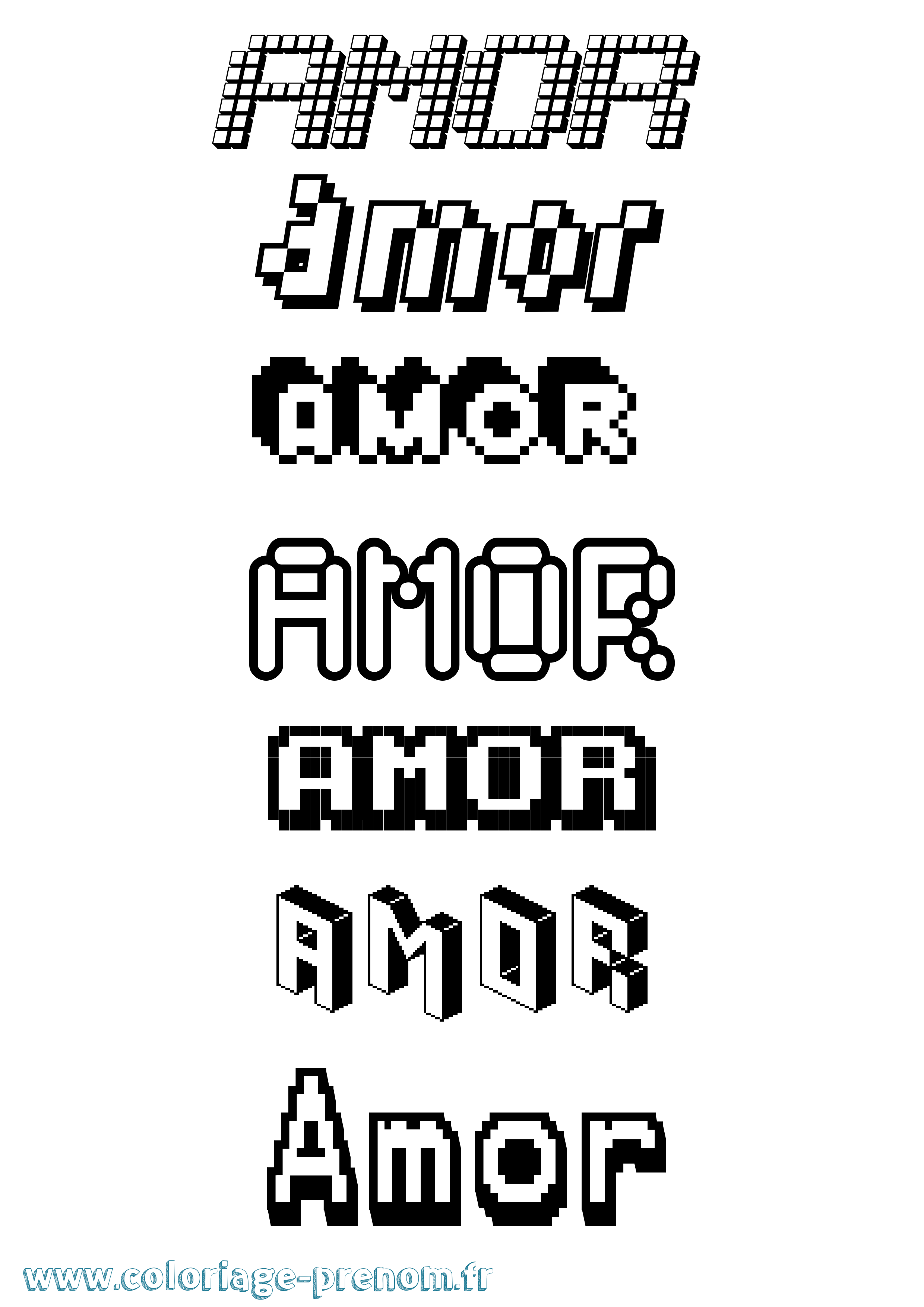 Coloriage Amor Pixel Coloriage prénom Amor Pixel