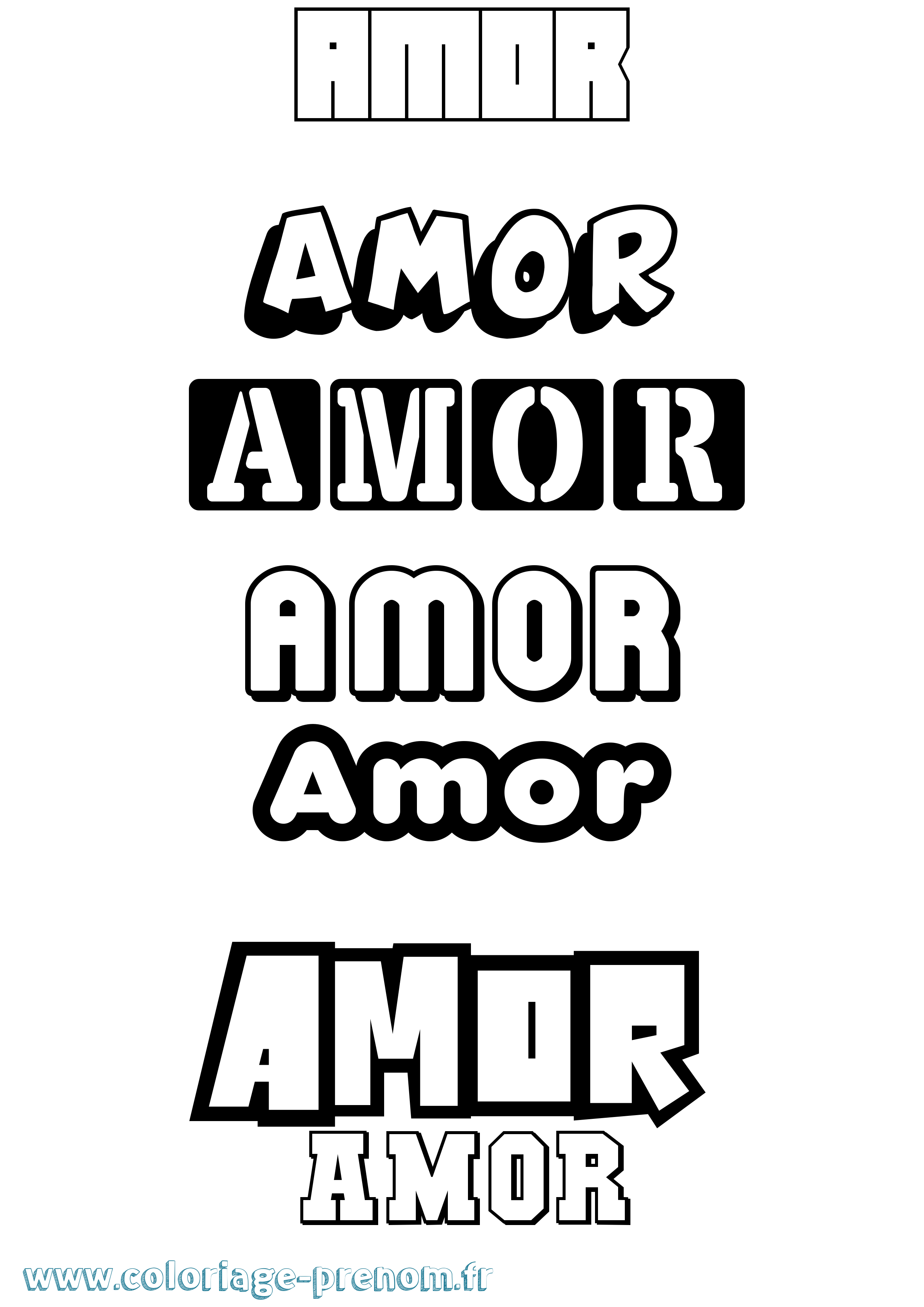 Coloriage prénom Amor Simple
