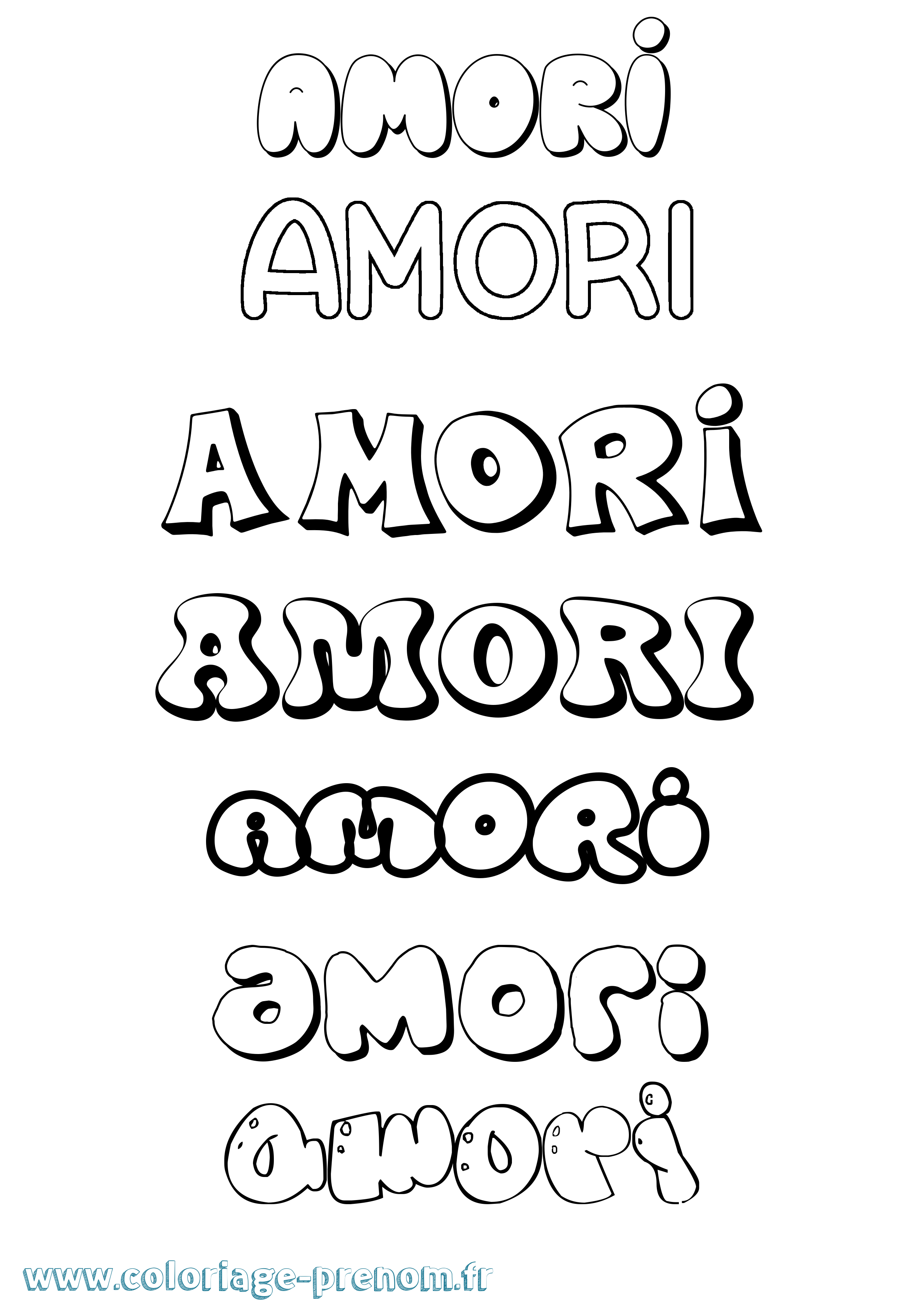 Coloriage prénom Amori Bubble