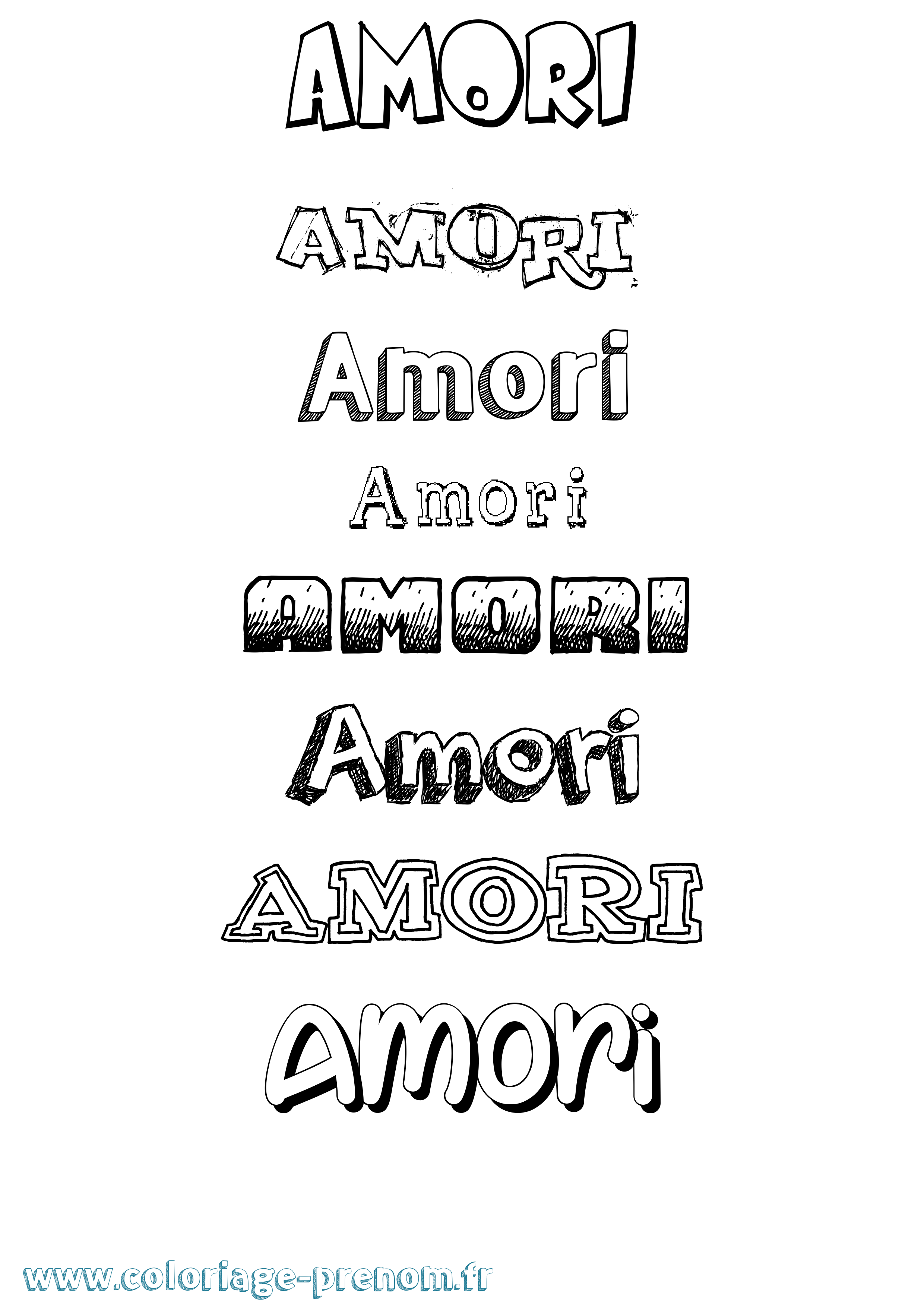 Coloriage prénom Amori Dessiné