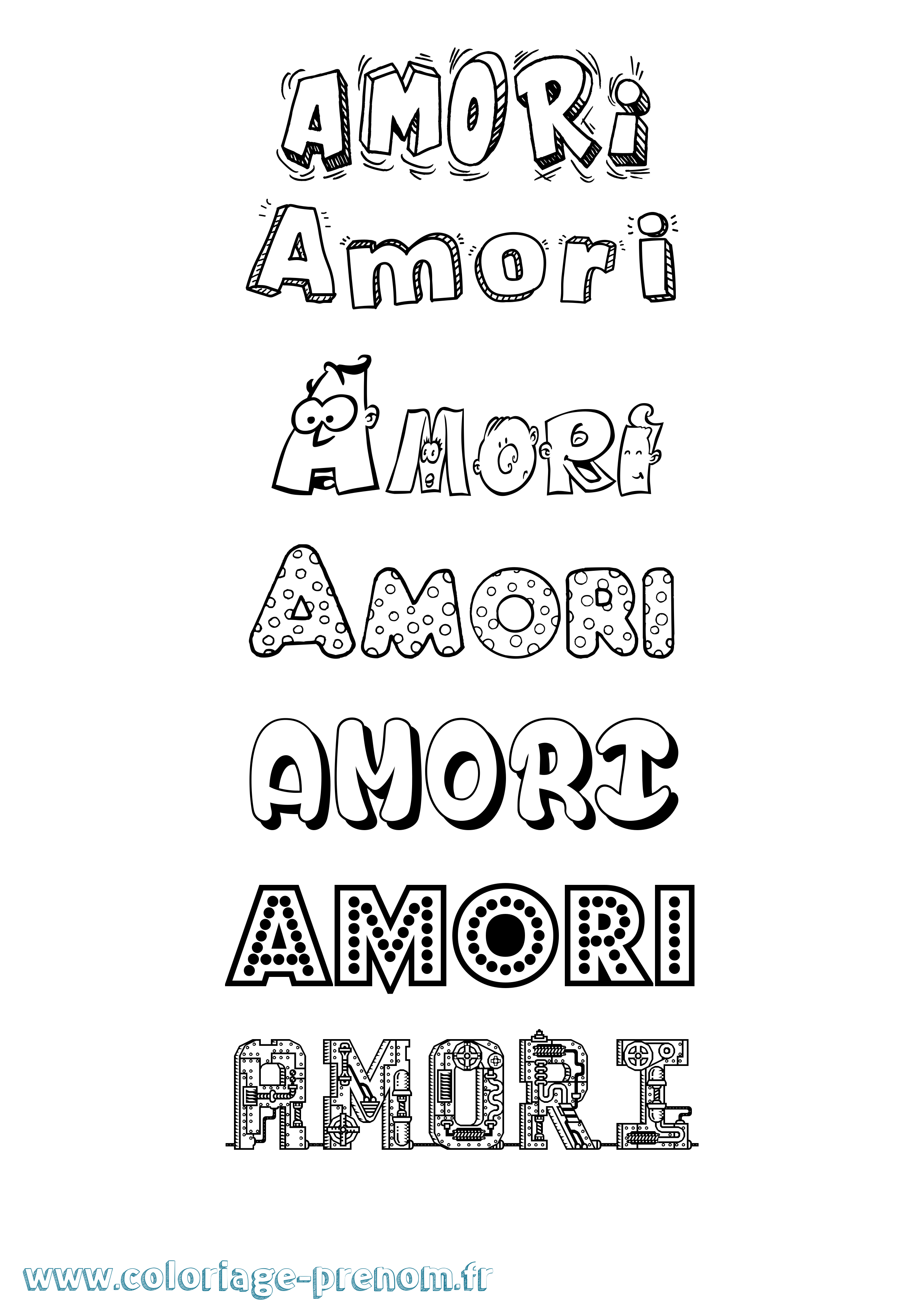 Coloriage prénom Amori Fun