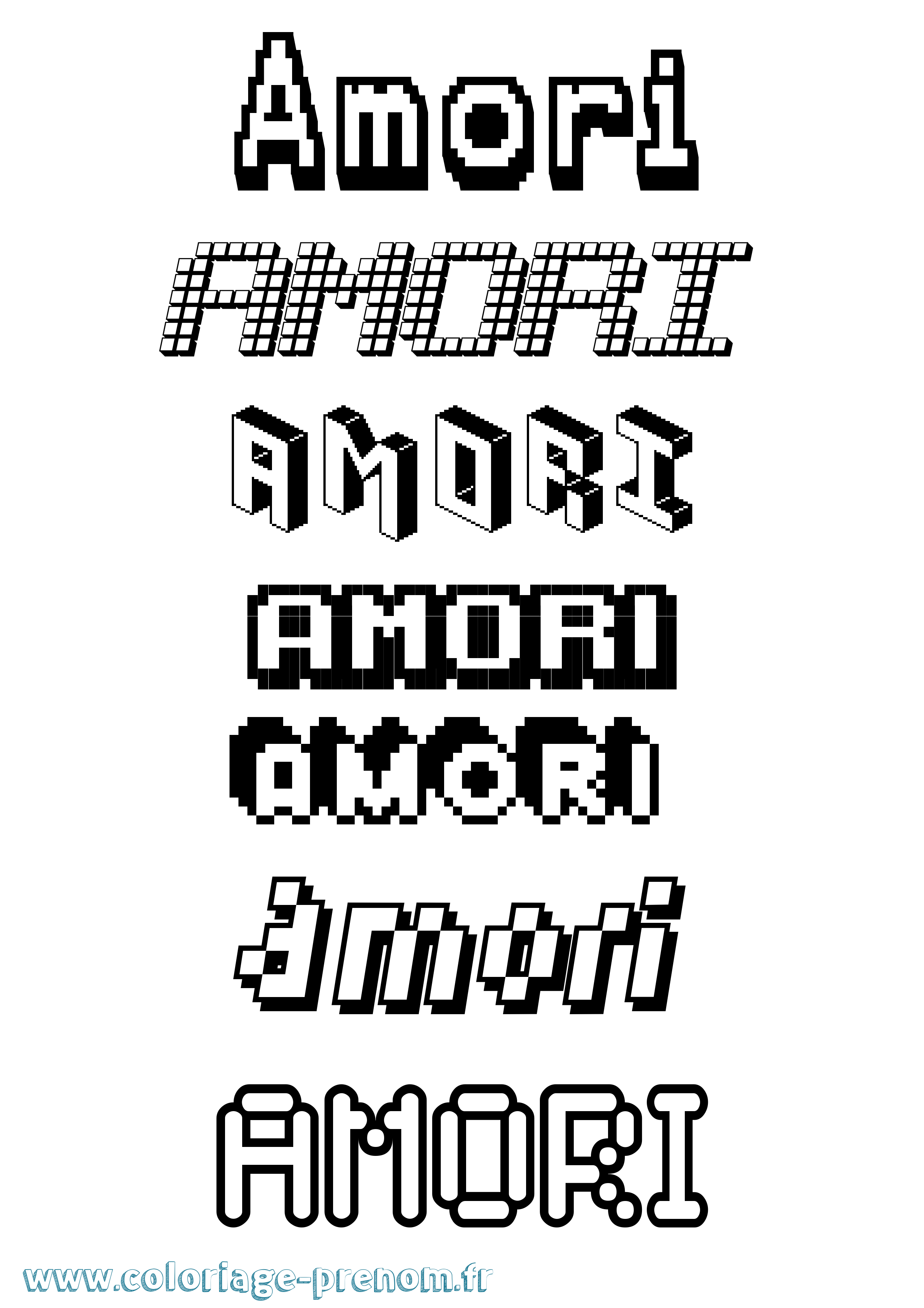 Coloriage prénom Amori Pixel