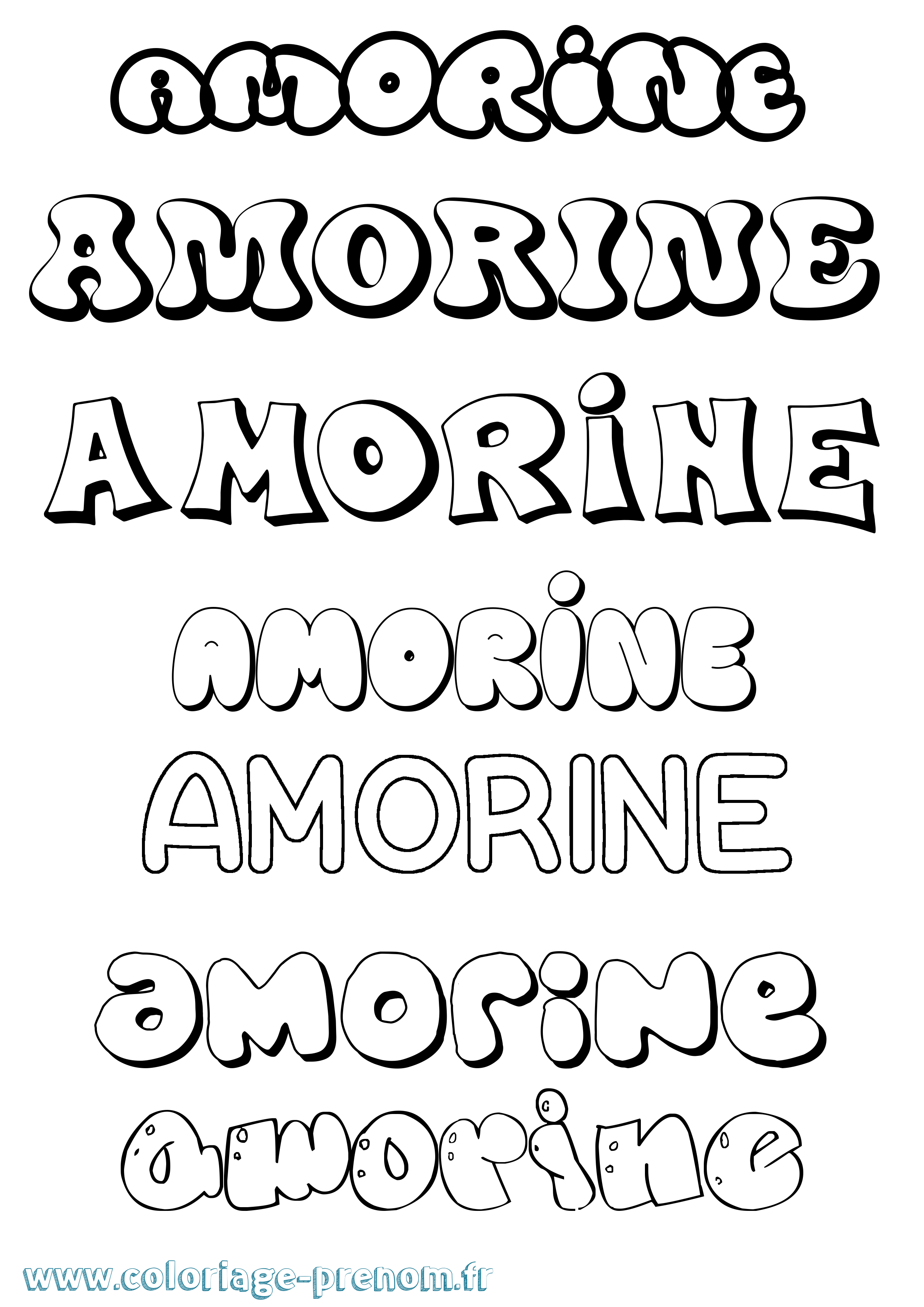Coloriage prénom Amorine Bubble