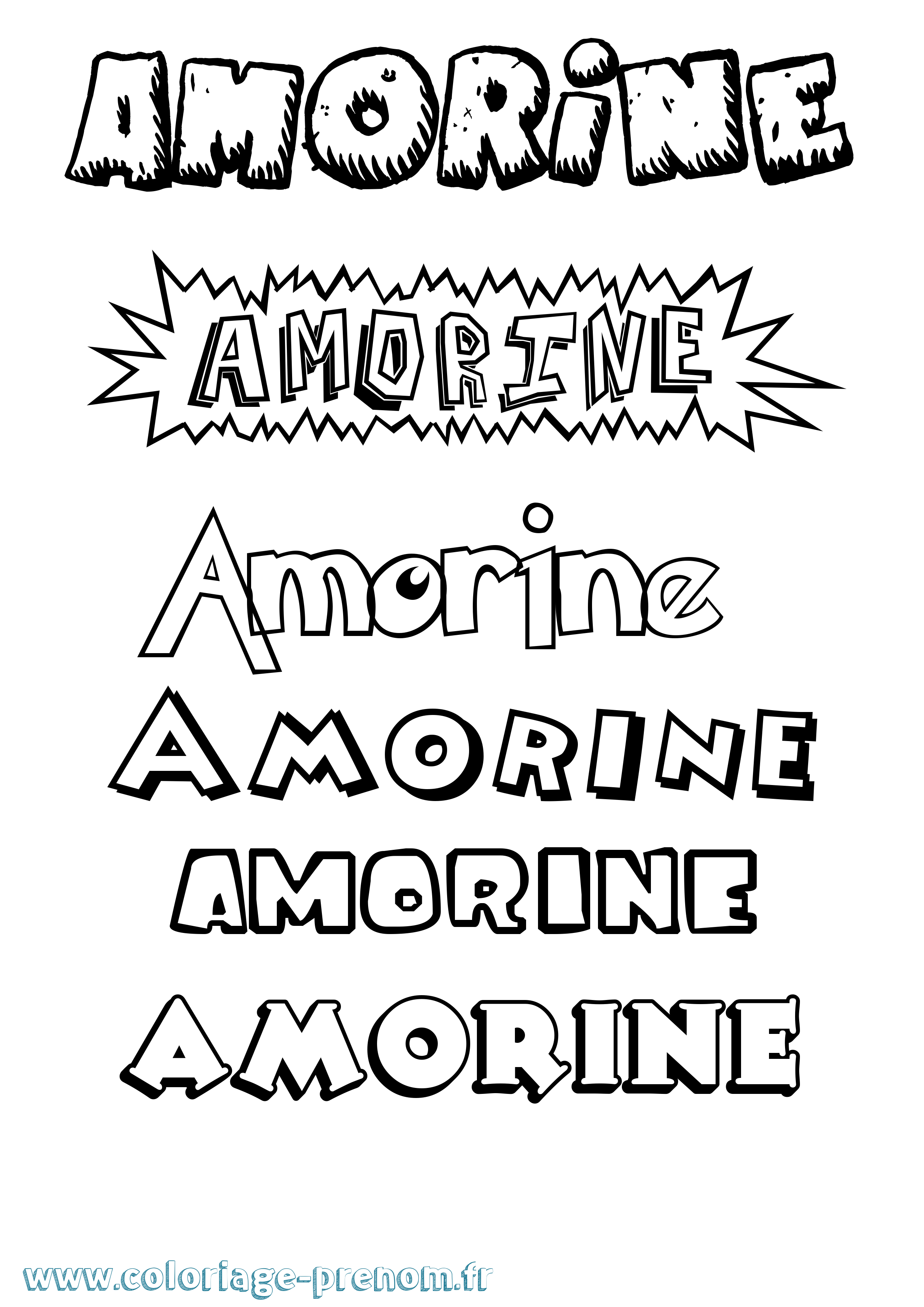 Coloriage prénom Amorine Dessin Animé