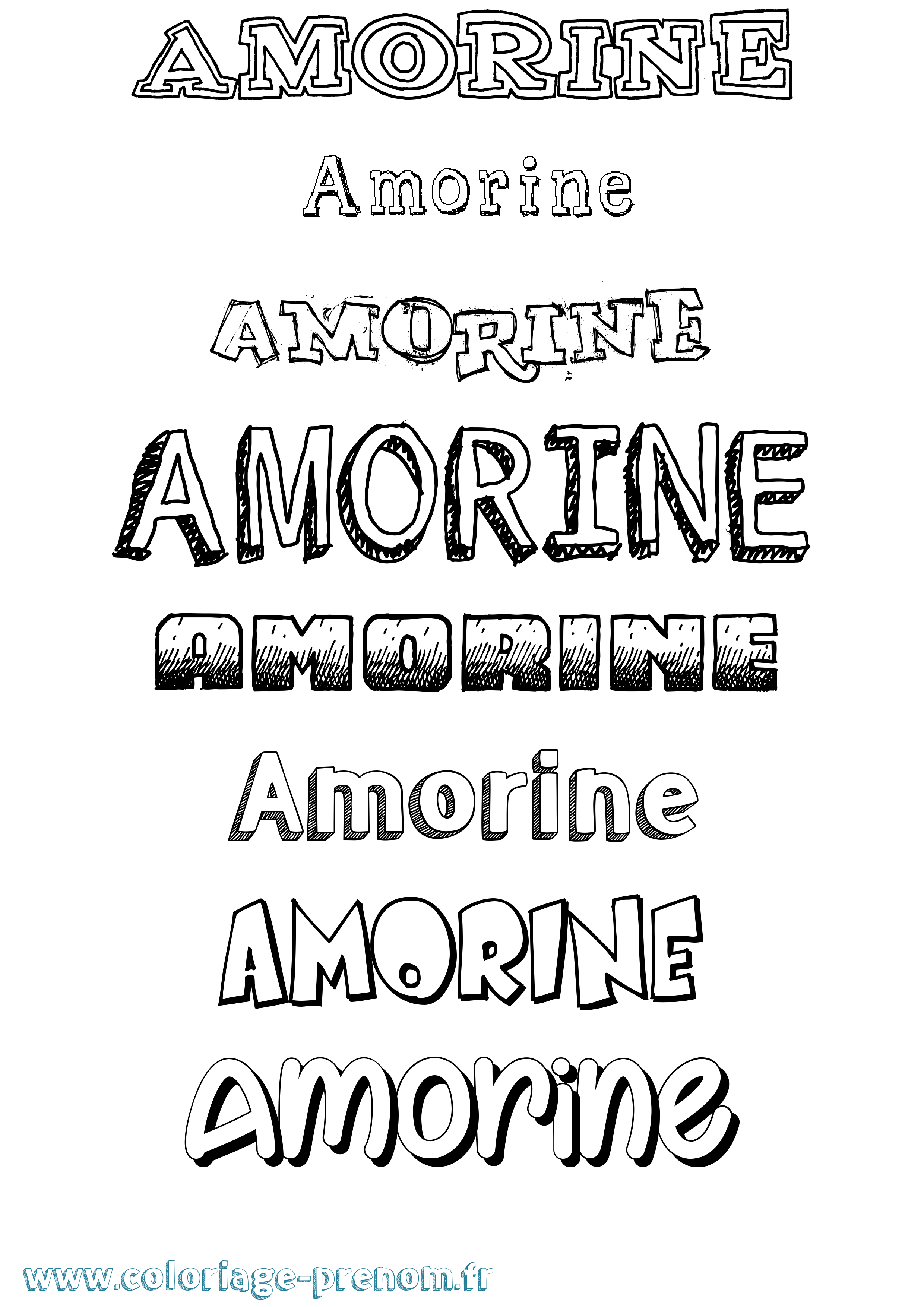 Coloriage prénom Amorine Dessiné