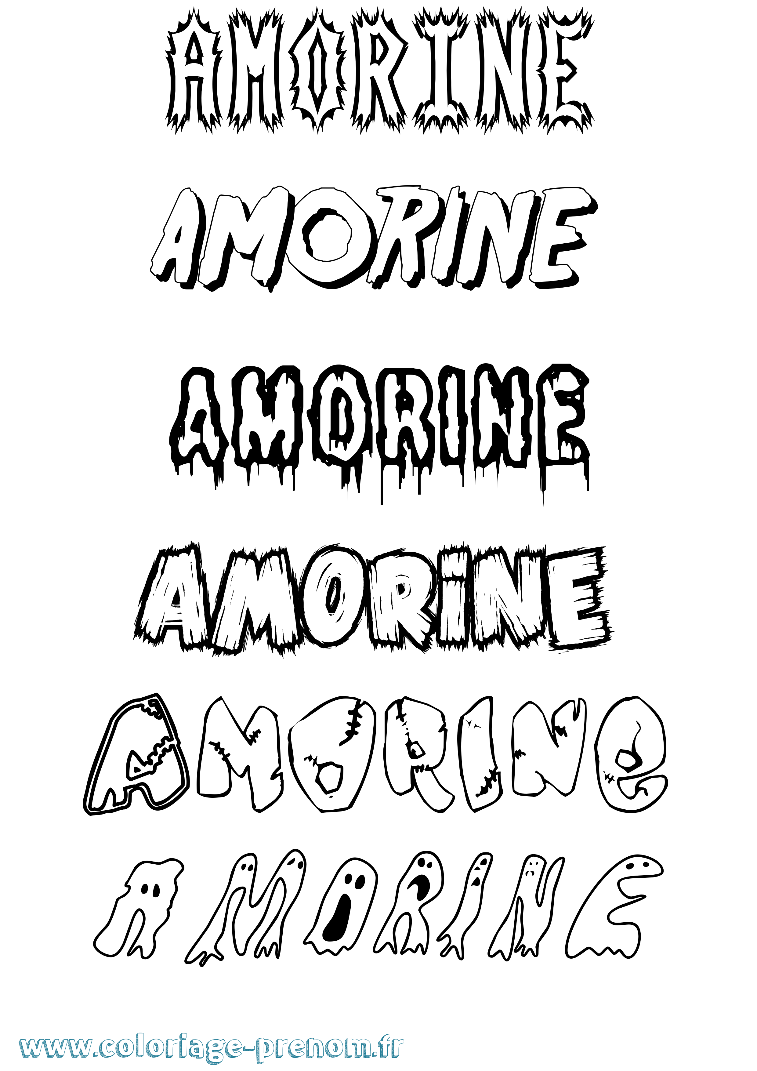 Coloriage prénom Amorine Frisson