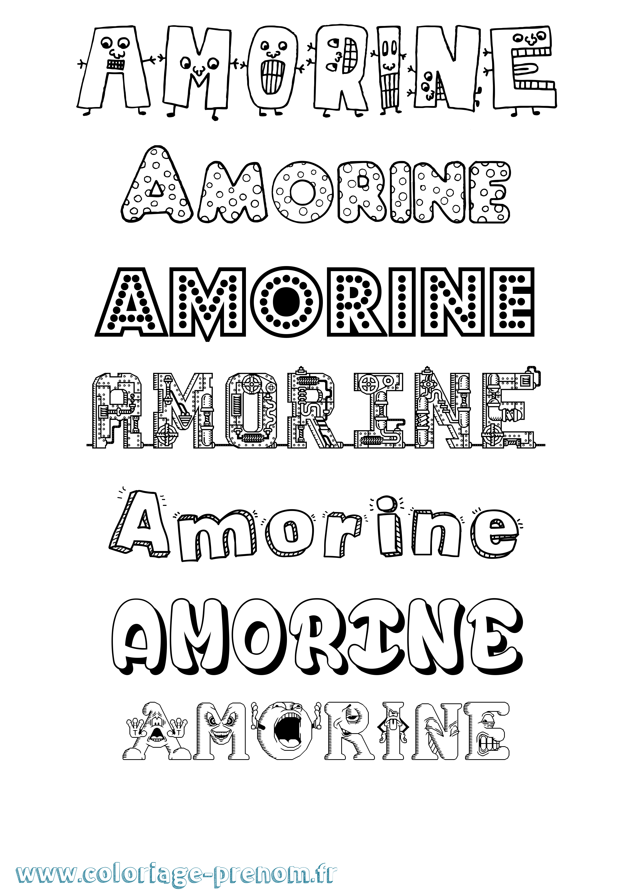 Coloriage prénom Amorine Fun