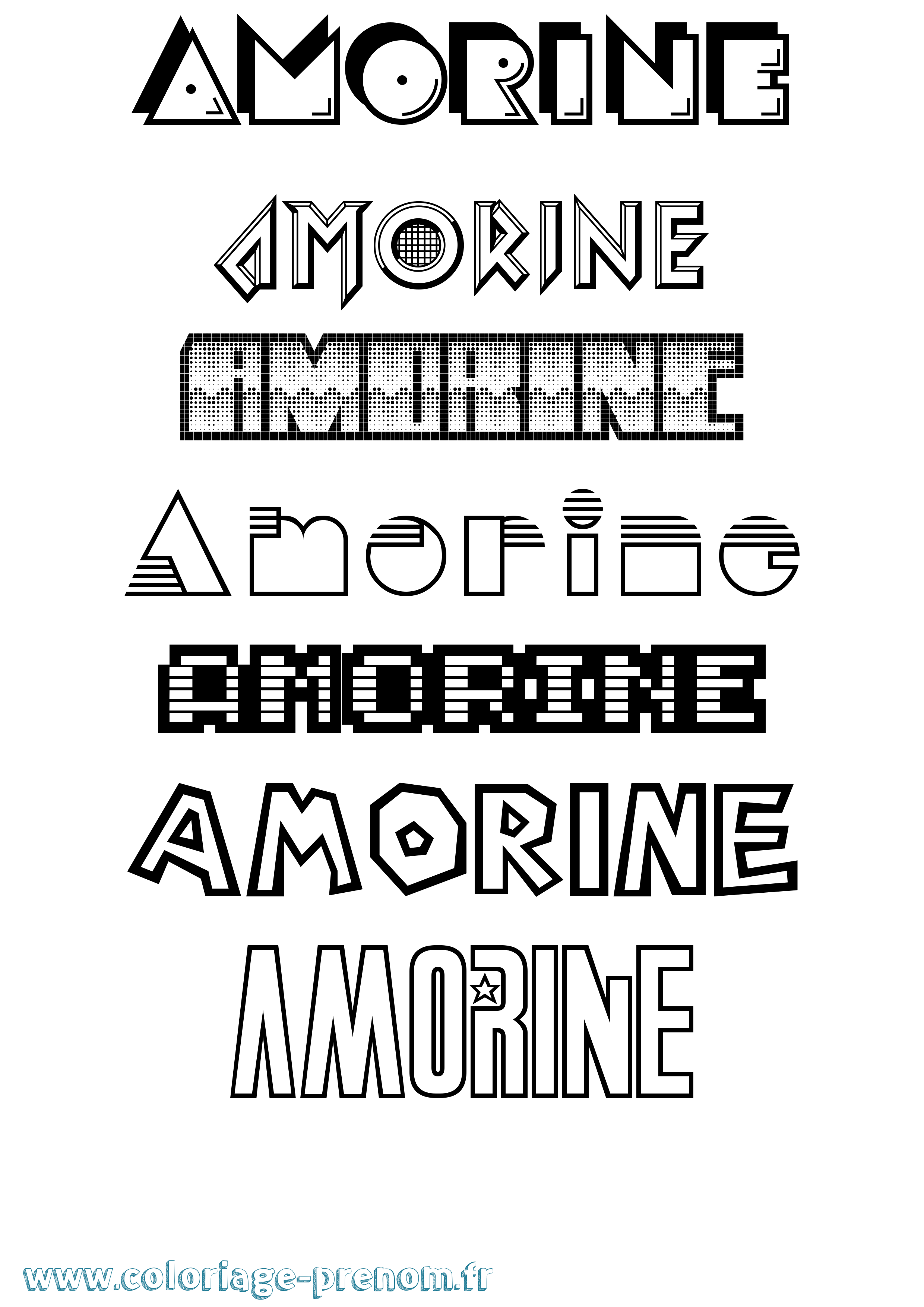 Coloriage prénom Amorine Jeux Vidéos