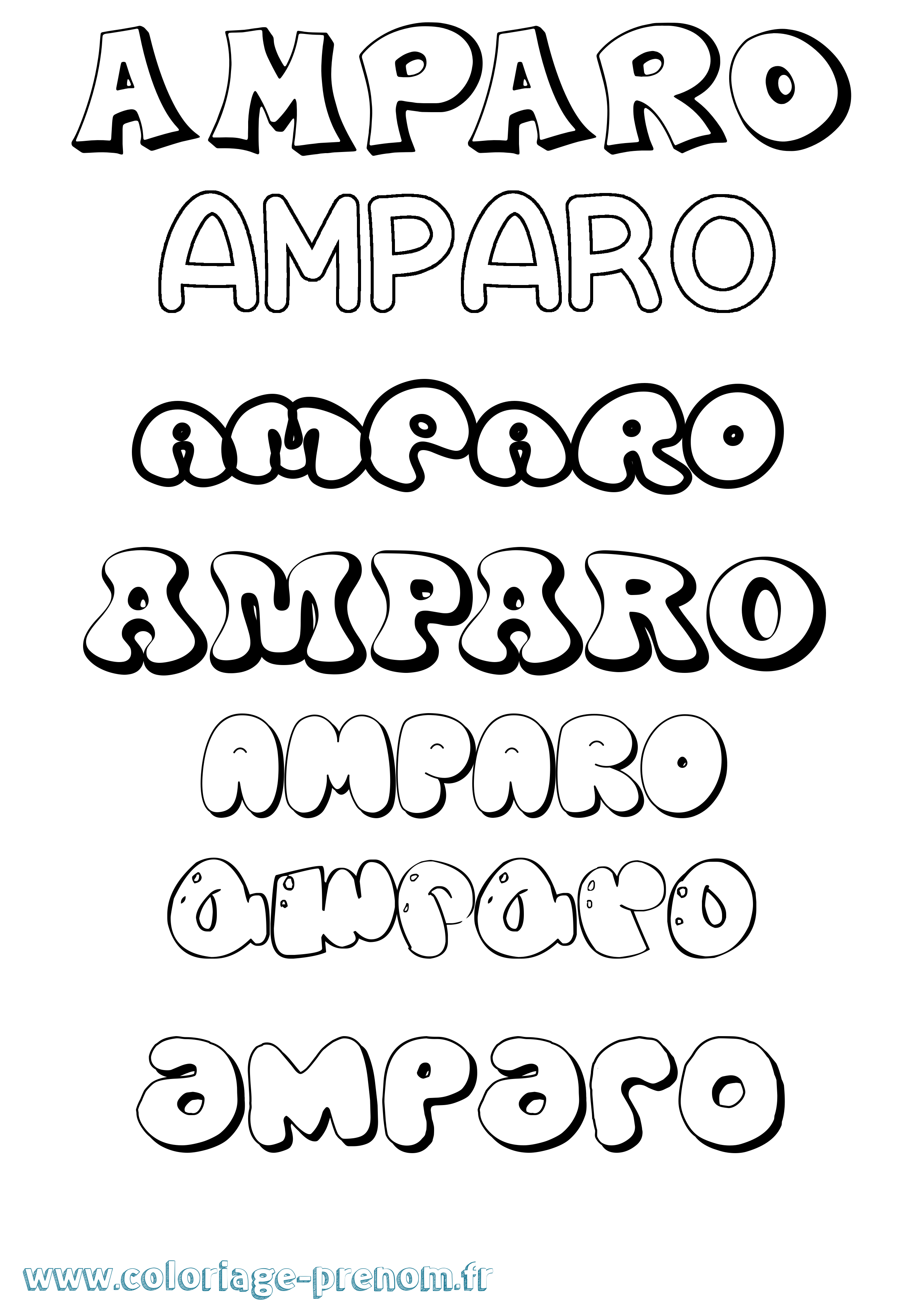Coloriage prénom Amparo Bubble