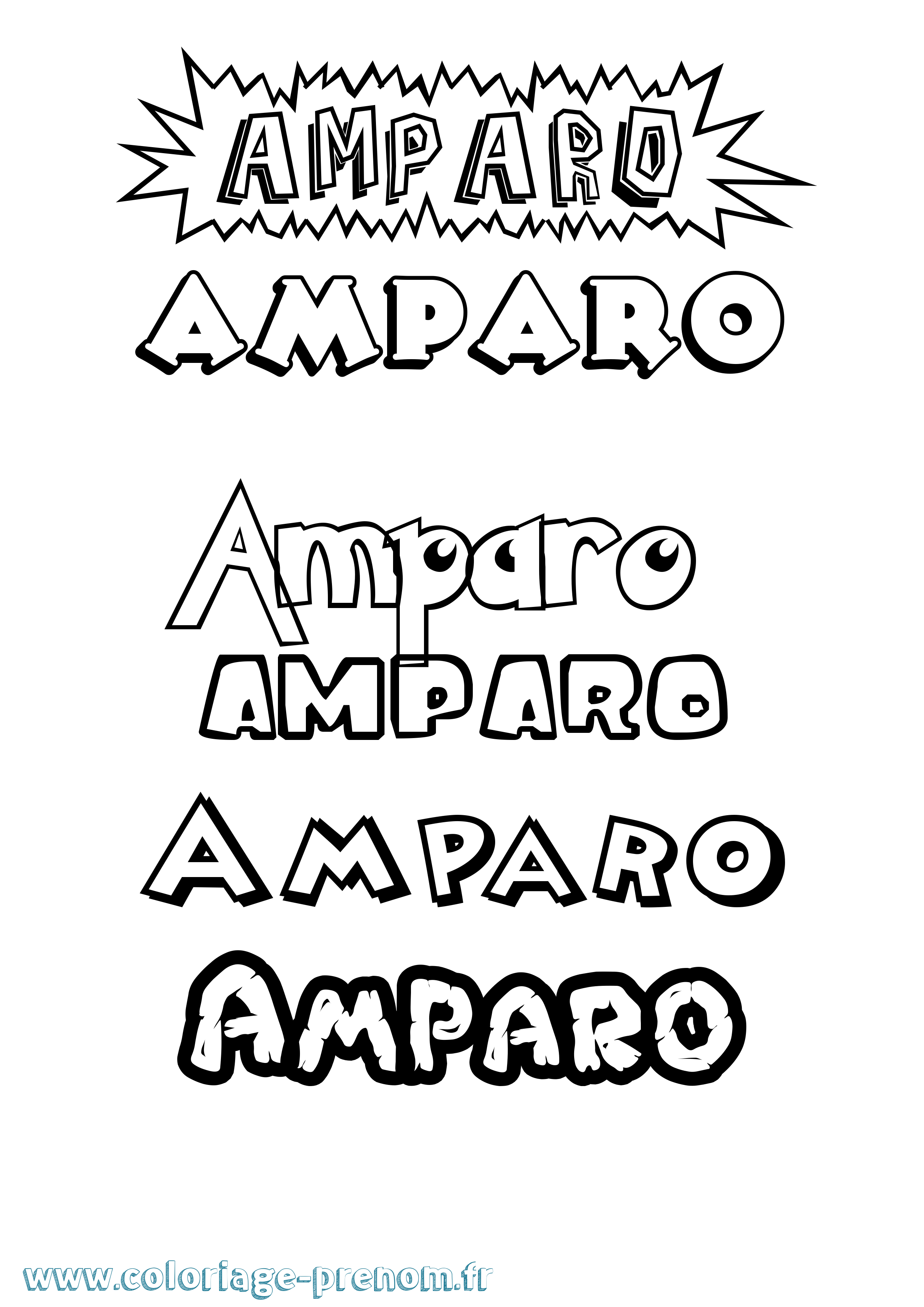 Coloriage Amparo Dessin Animé Coloriage prénom Amparo Dessin Animé