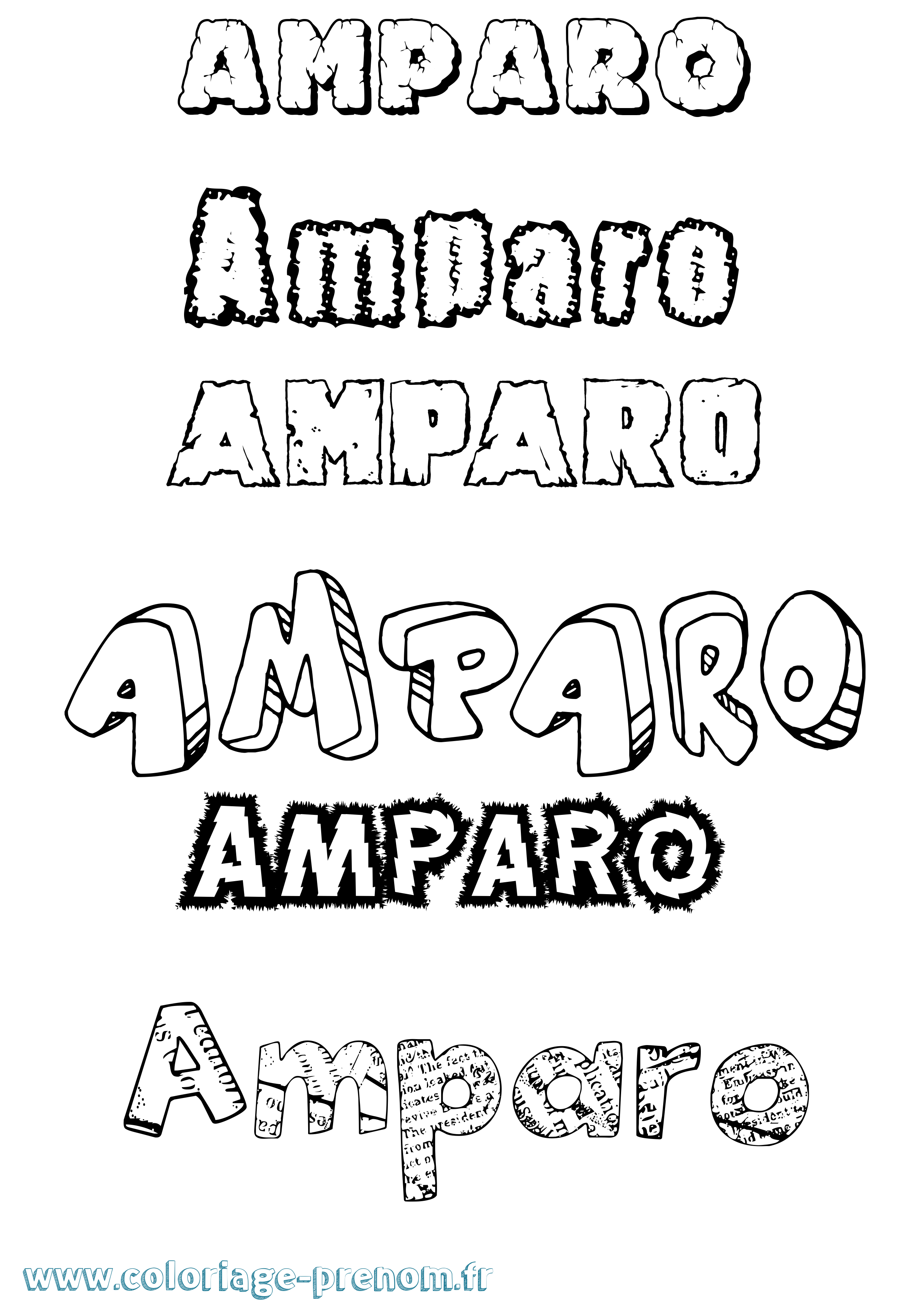 Coloriage Amparo Destructuré Coloriage prénom Amparo Destructuré