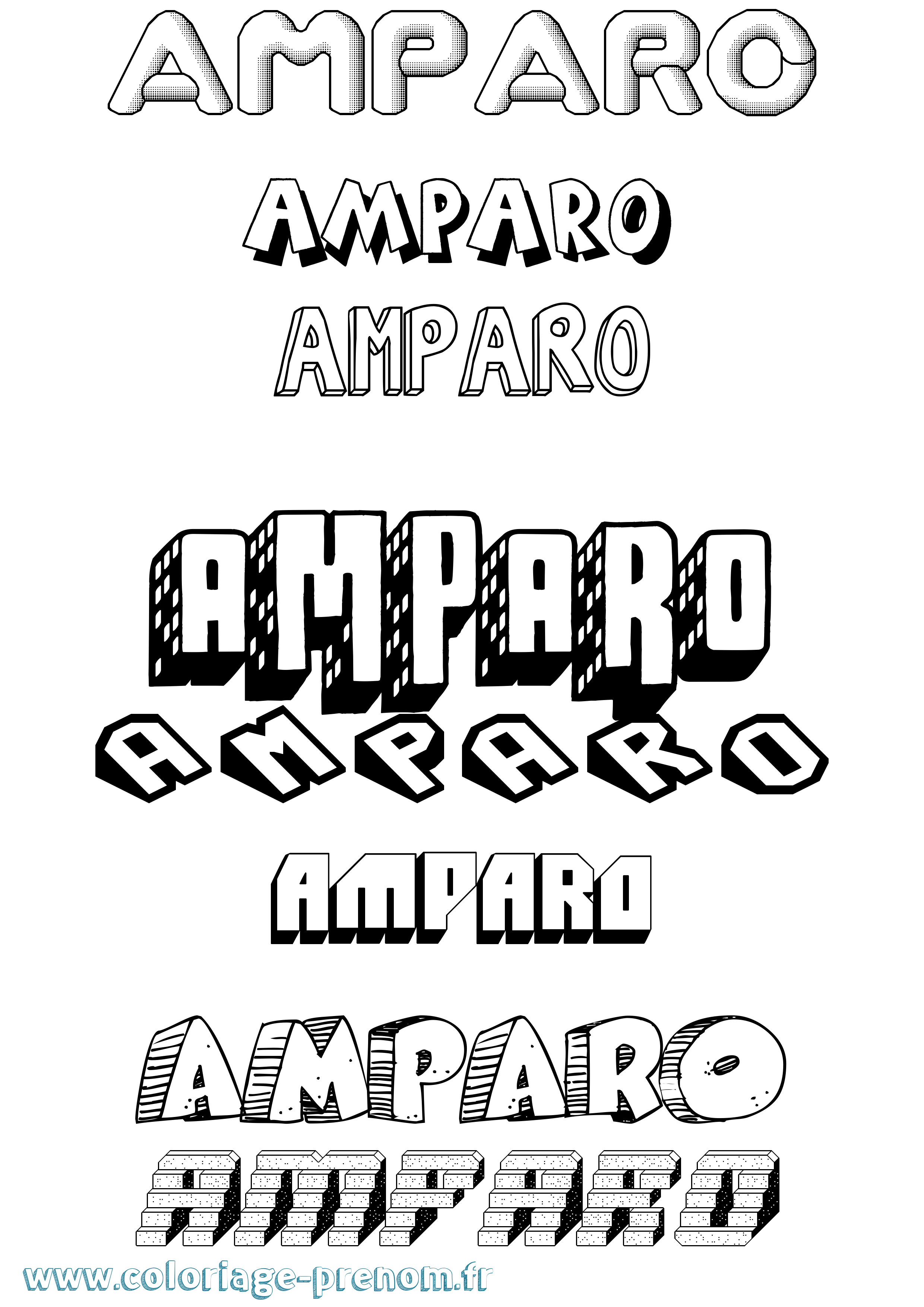 Coloriage Amparo Effet 3D Coloriage prénom Amparo Effet 3D