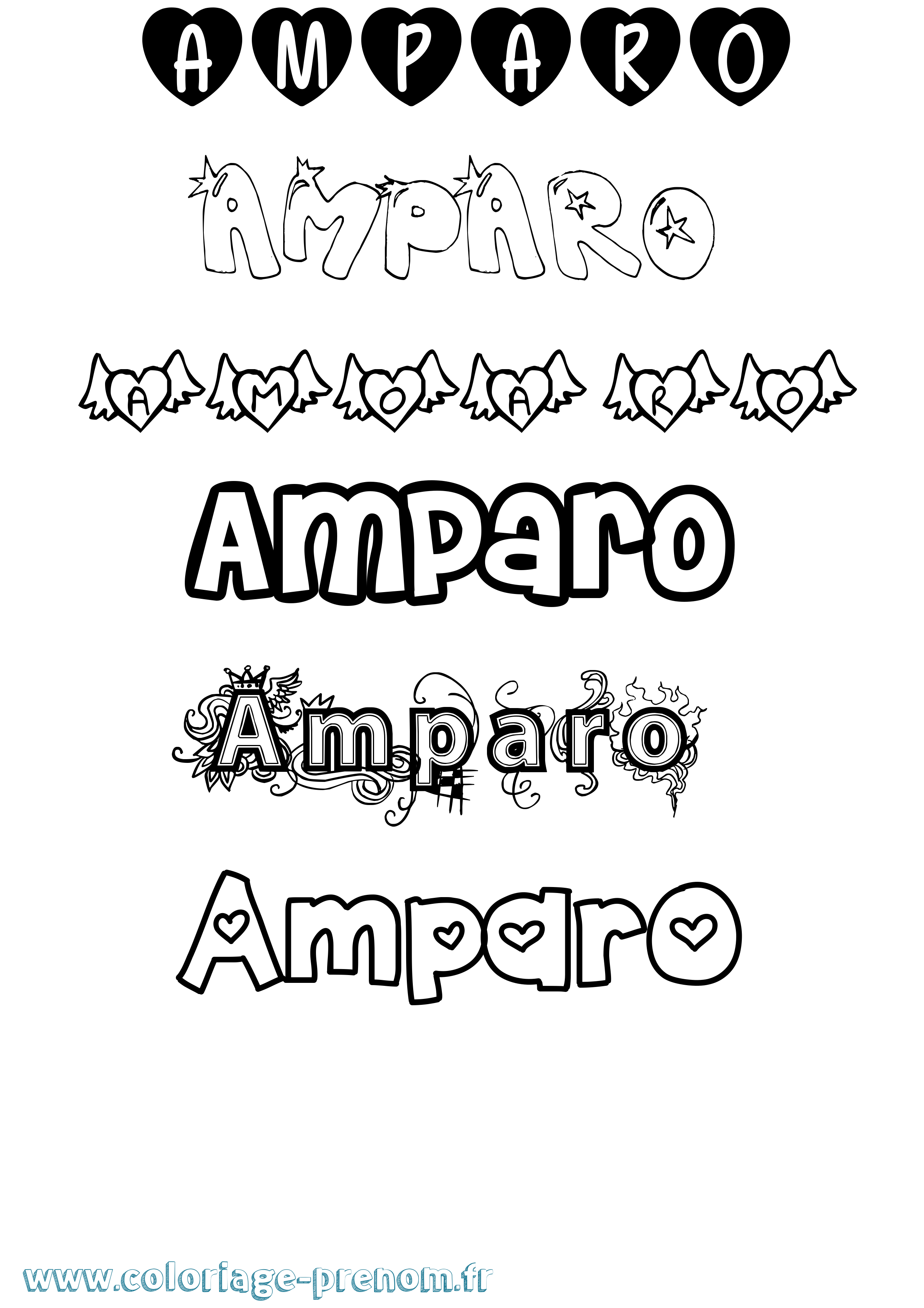 Coloriage Amparo Girly Coloriage prénom Amparo Girly