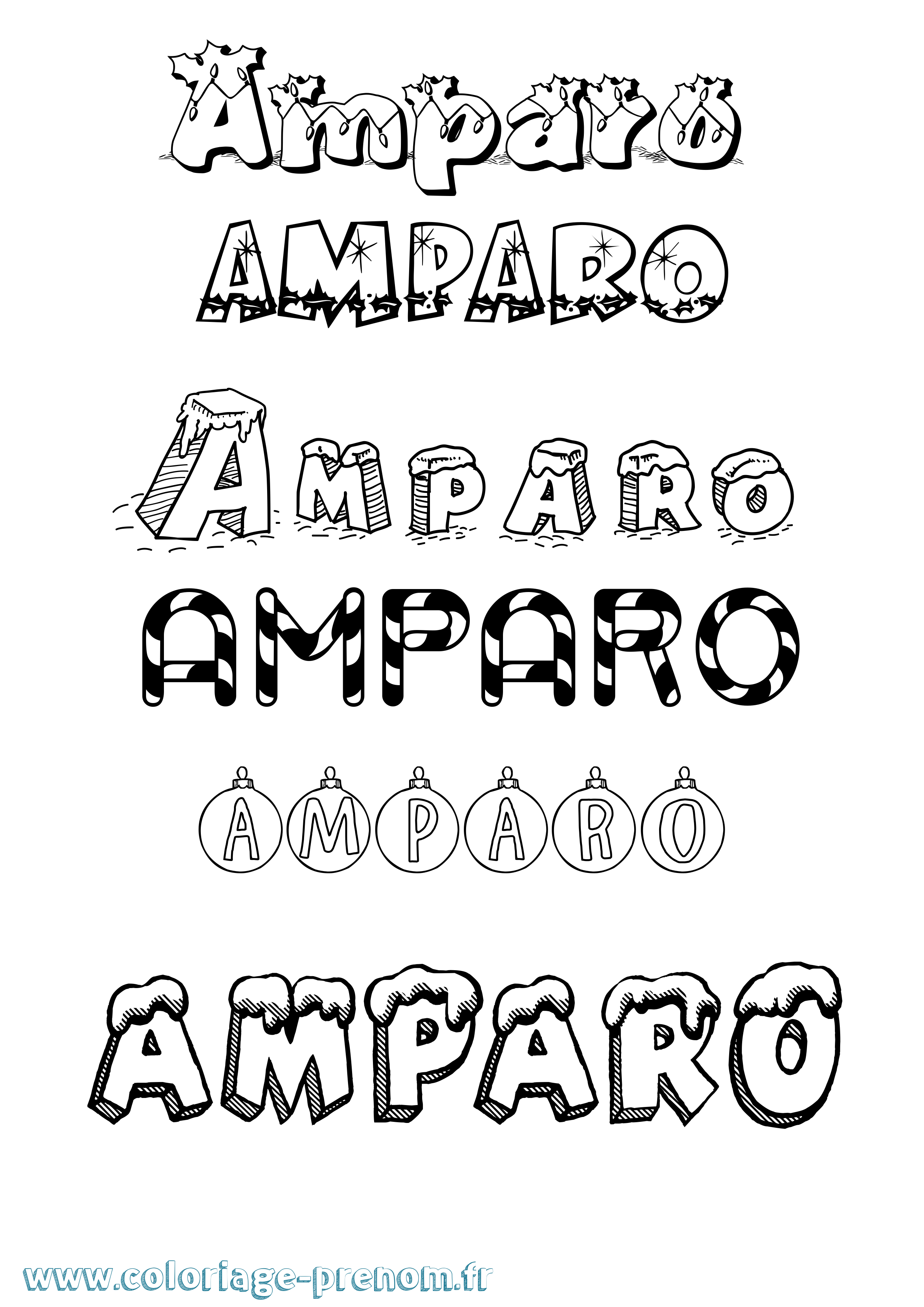 Coloriage Amparo Noël Coloriage prénom Amparo Noël