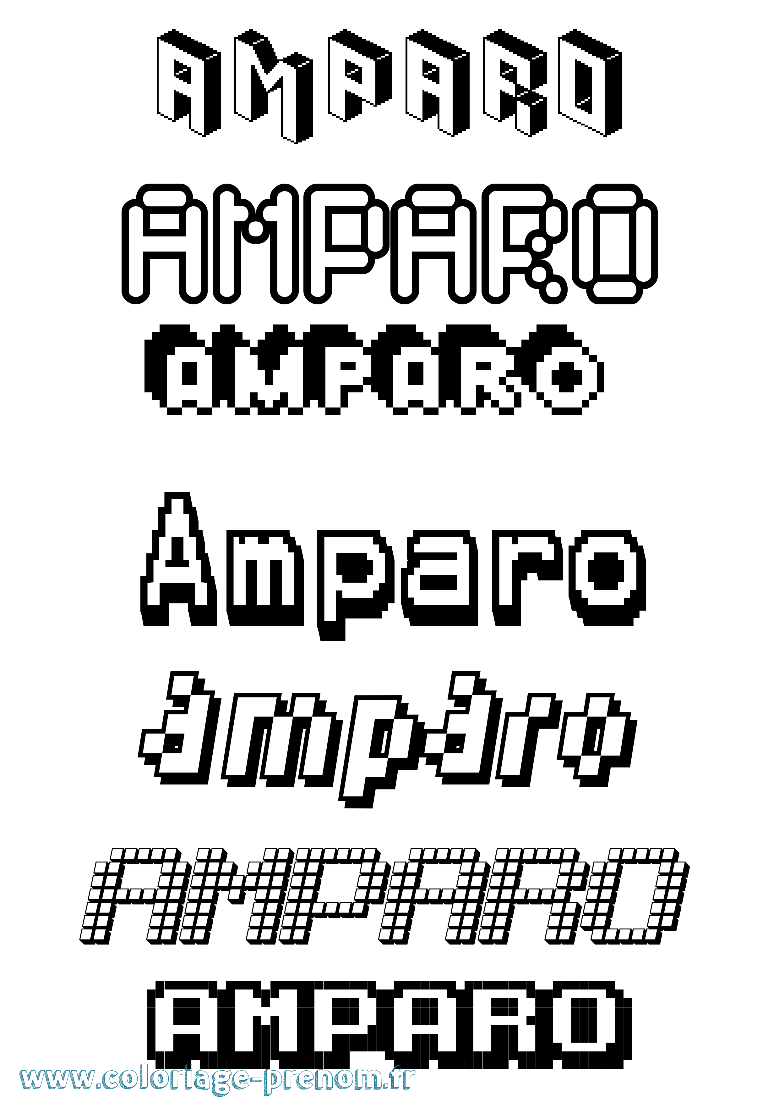 Coloriage prénom Amparo Pixel