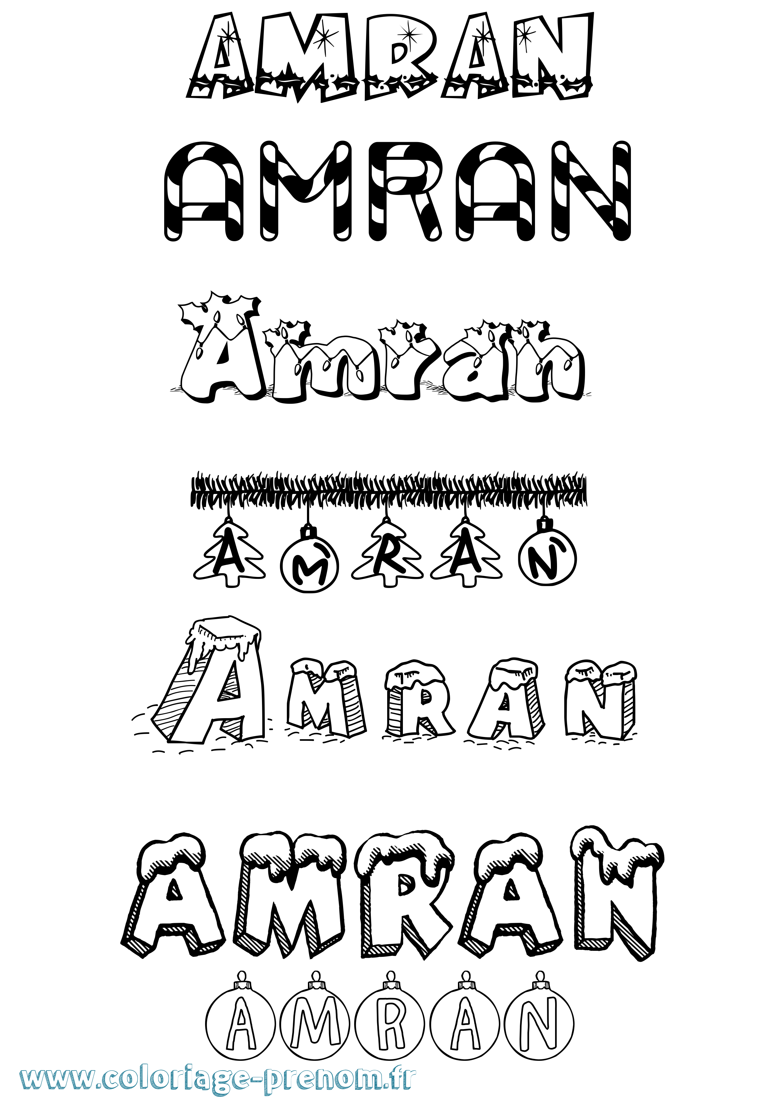 Coloriage Amran Noël Coloriage prénom Amran Noël