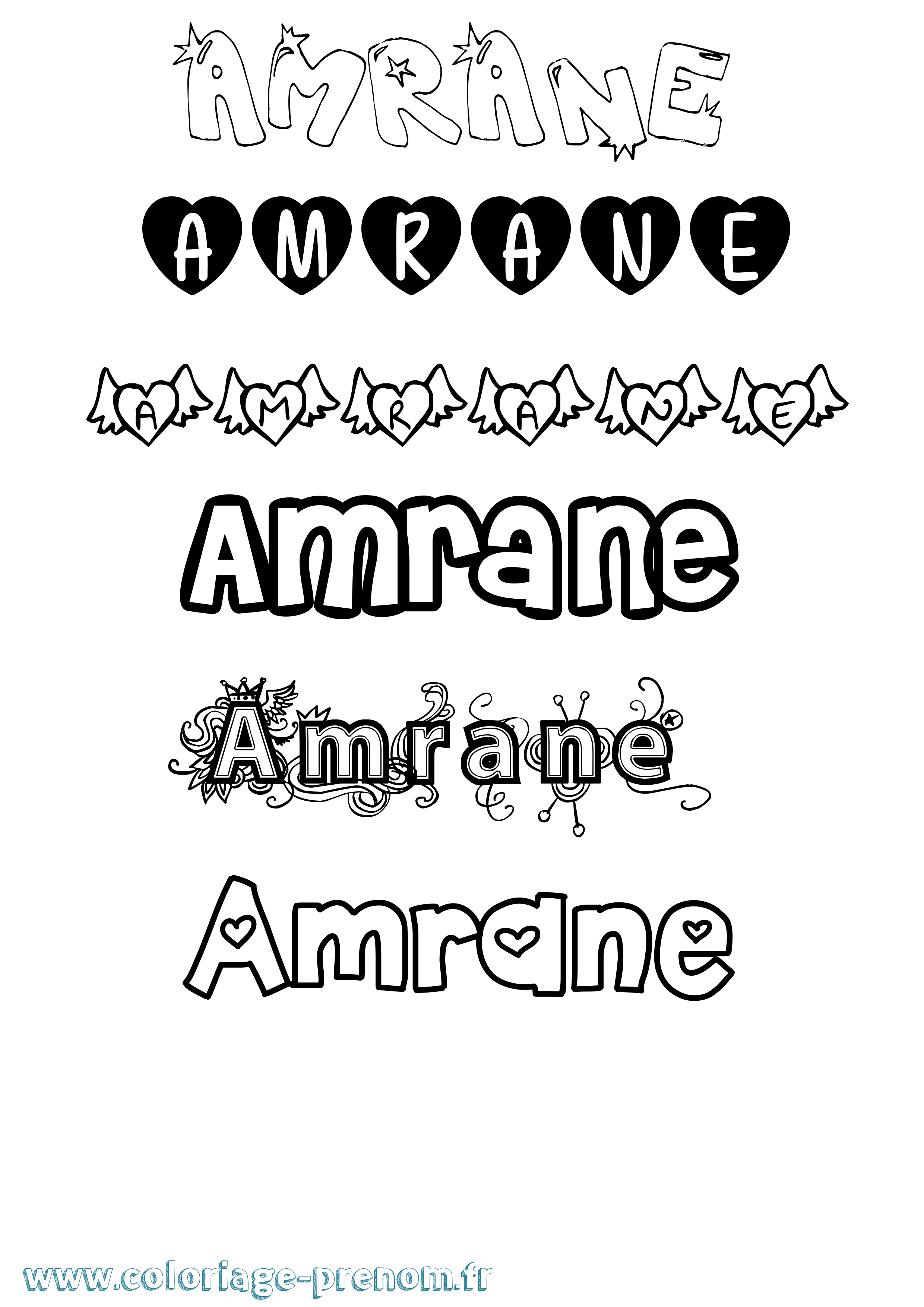 Coloriage Amrane Girly Coloriage prénom Amrane Girly