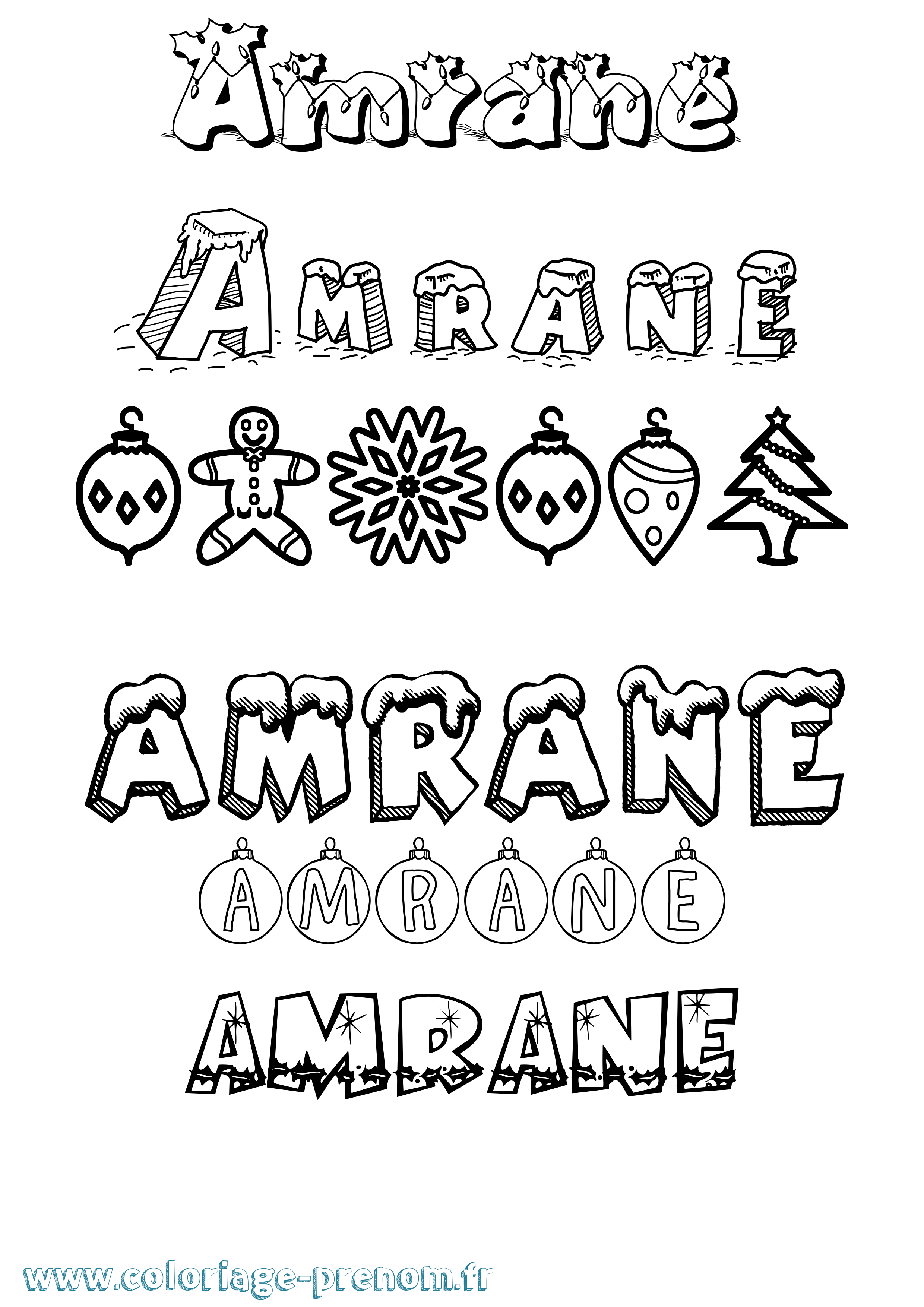 Coloriage Amrane Noël Coloriage prénom Amrane Noël