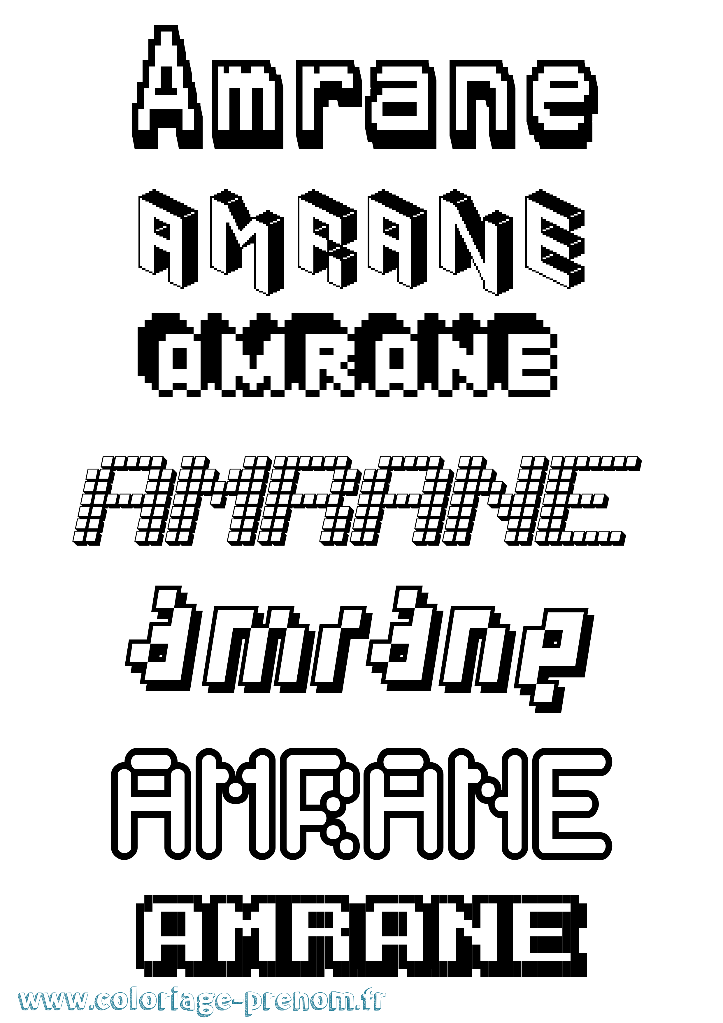 Coloriage Amrane Pixel Coloriage prénom Amrane Pixel