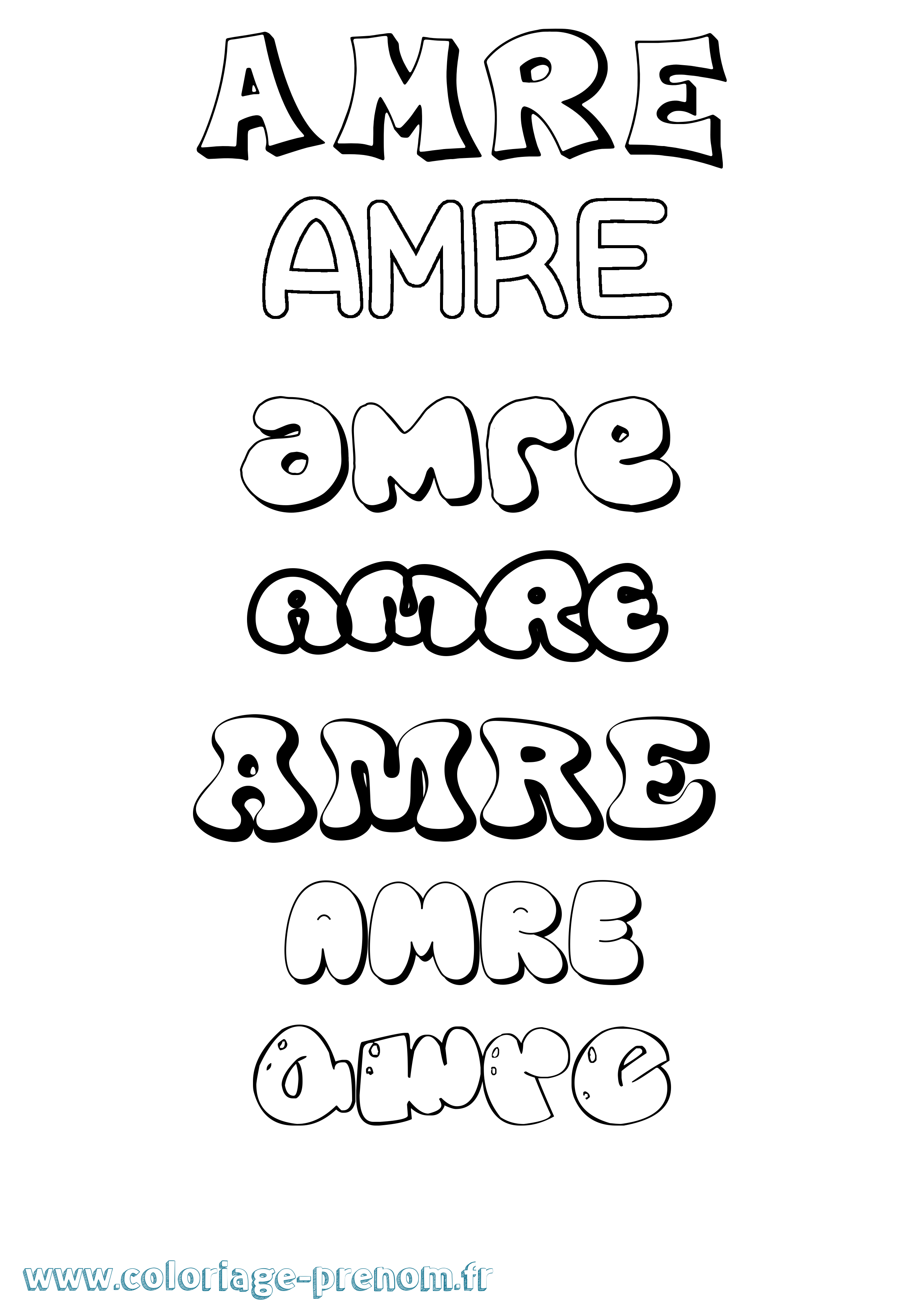 Coloriage prénom Amre Bubble