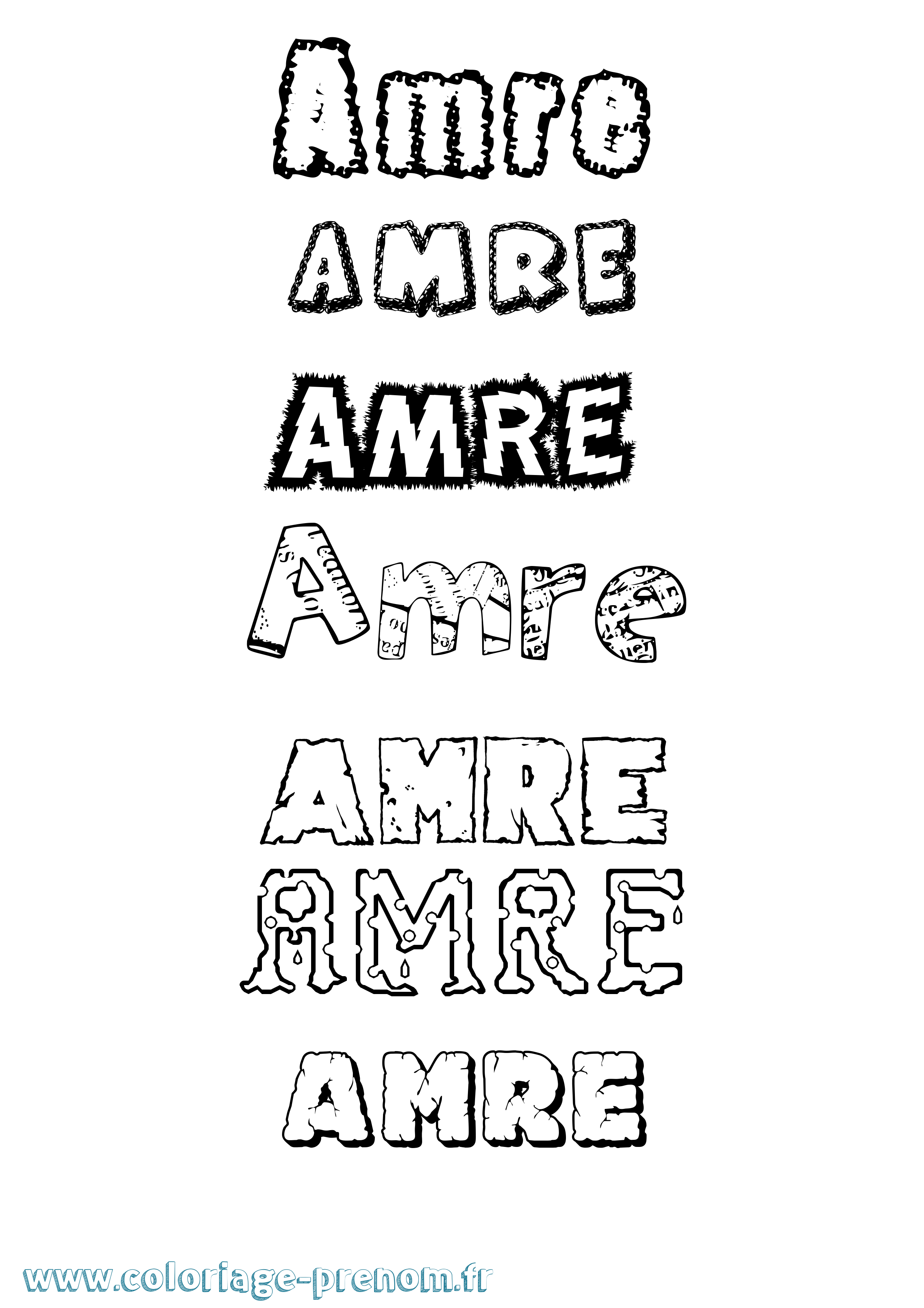 Coloriage prénom Amre Destructuré