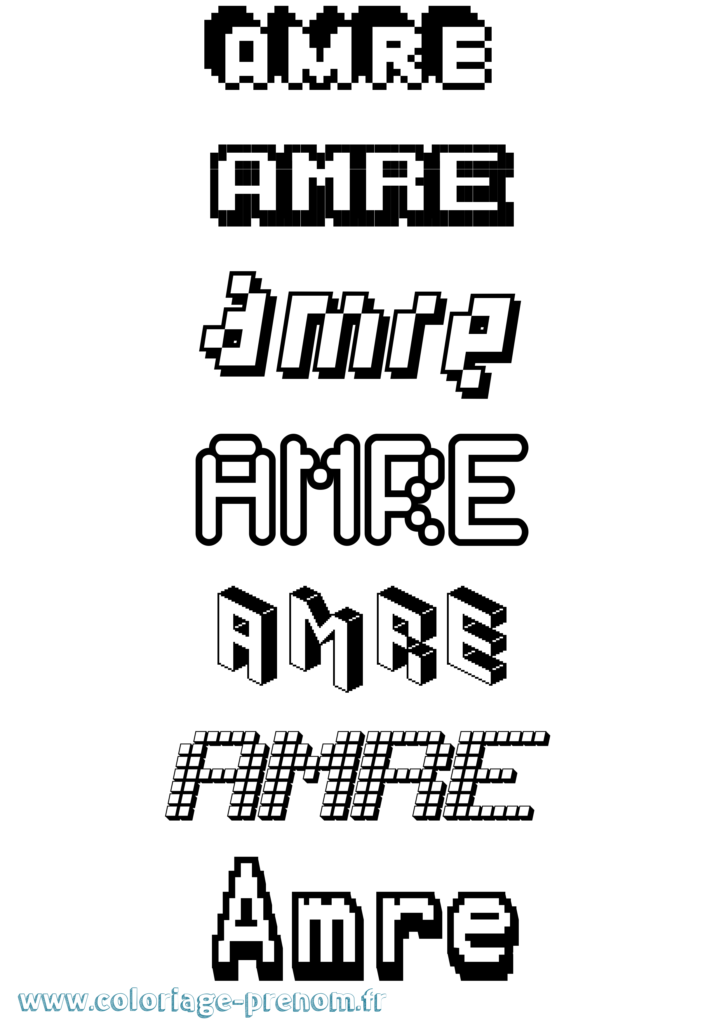 Coloriage prénom Amre Pixel